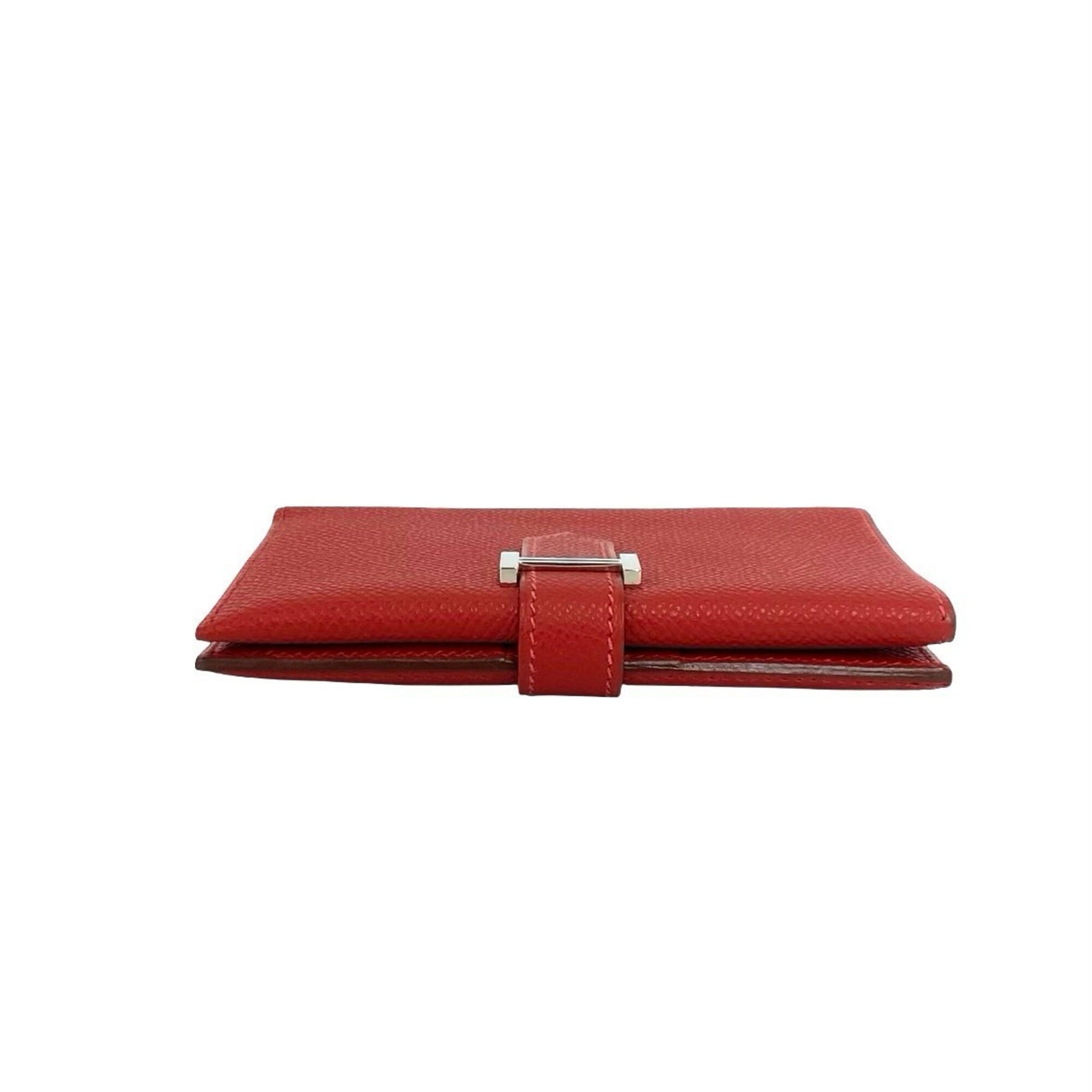 Hermes Red Color Epsom Leather Wallet (Bi-Fold) (Pre-Owned)