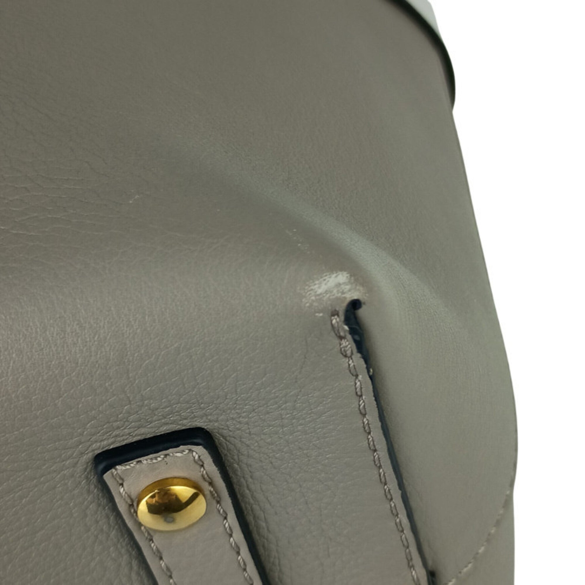 Burberry Gray Leather Handbag Shoulder Bag (Pre-Owned)