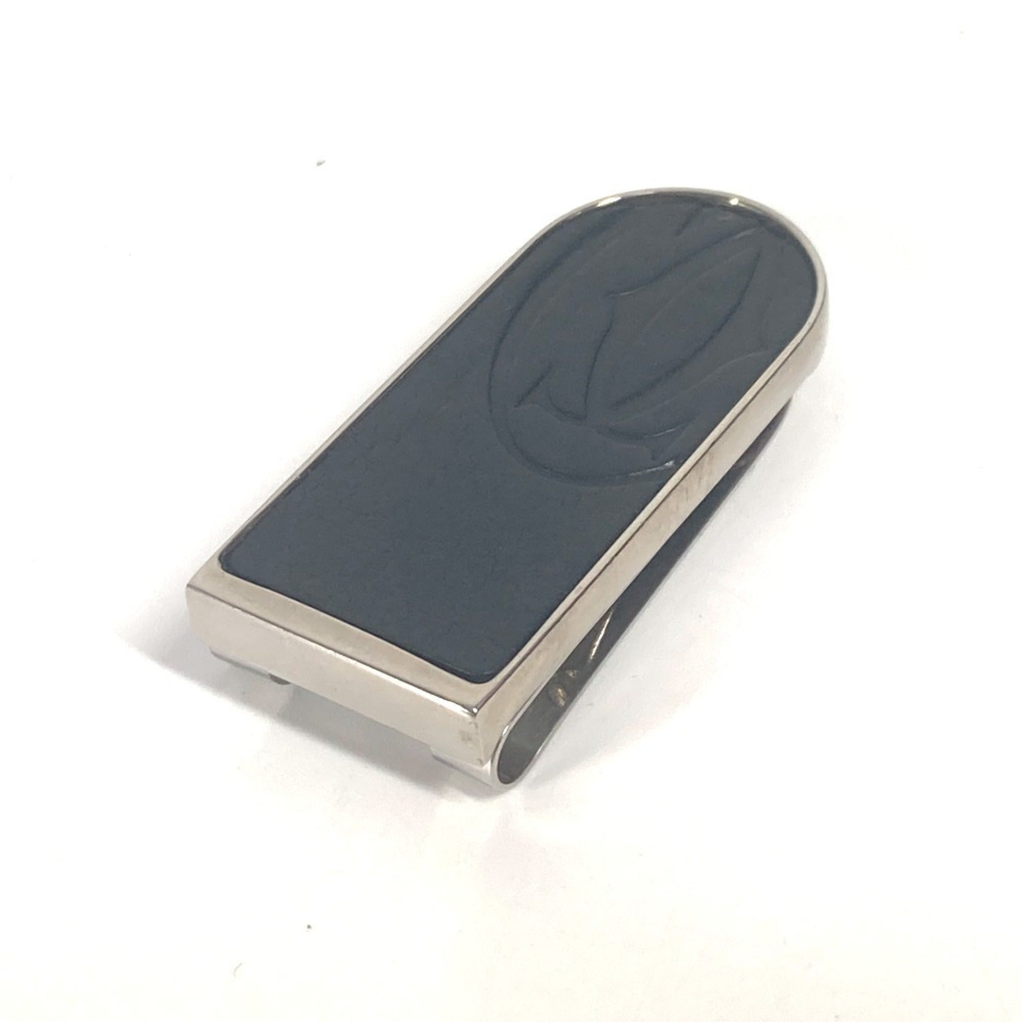 Cartier Silver Black Stainless Steel Leather Money Clip (Pre-Owned)