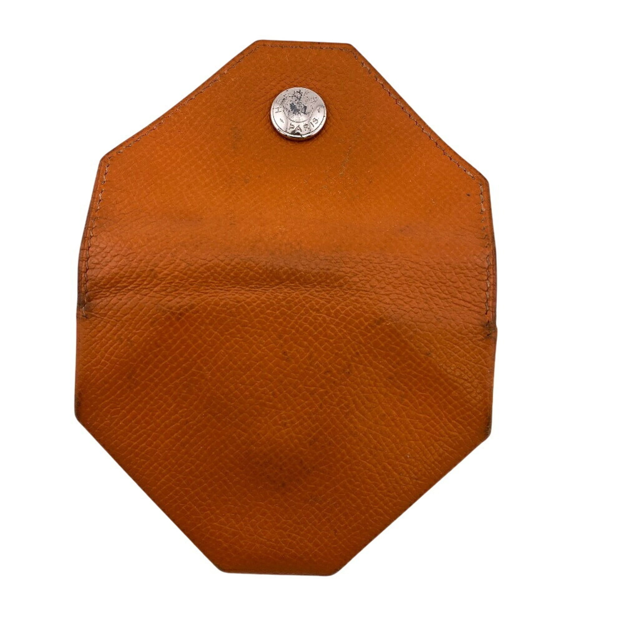 Hermes Orange Leather Coin Purse/Coin Case (Pre-Owned)