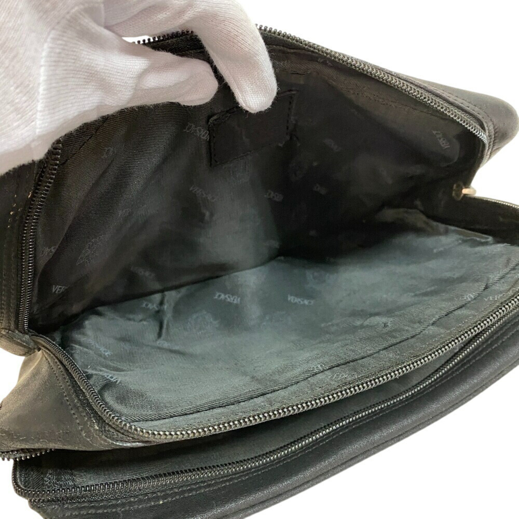 Versace Black Leather Clutch Bag (Pre-Owned)