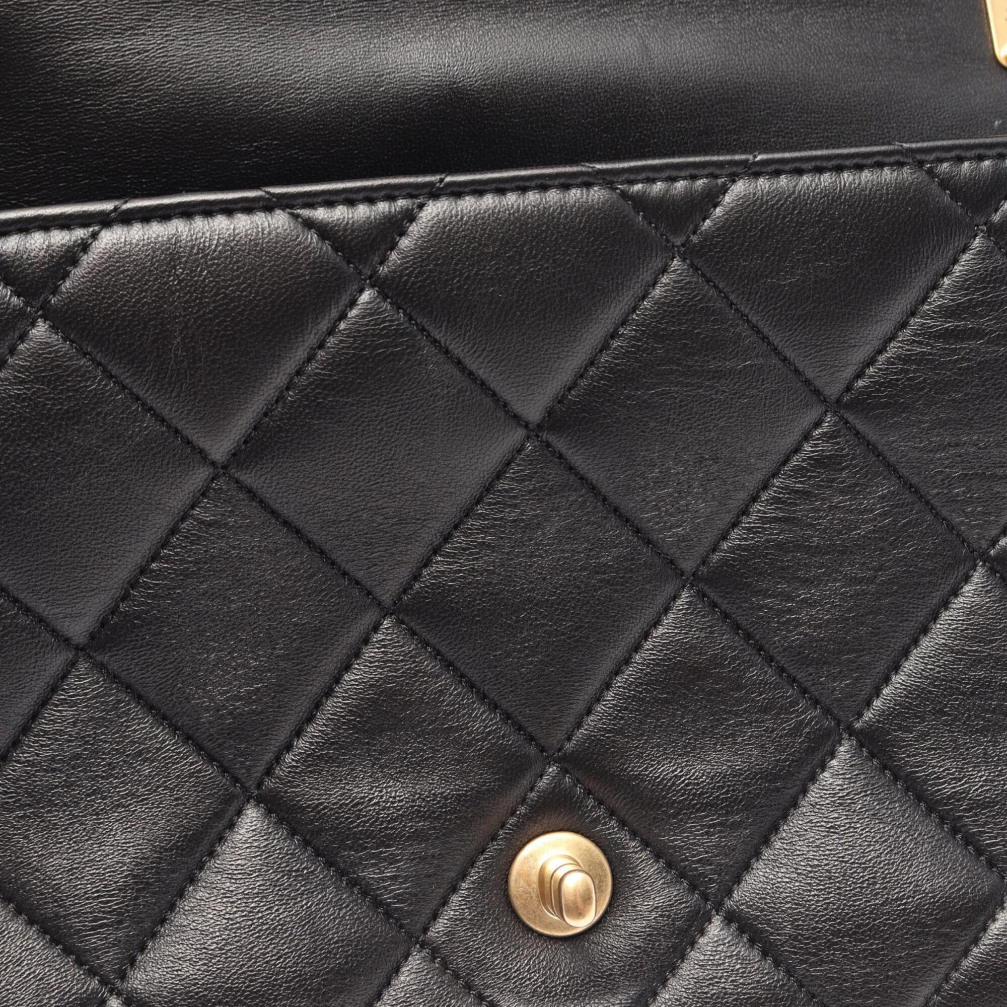 Chanel Black Leather Handbag Shoulder Bag (Pre-Owned)