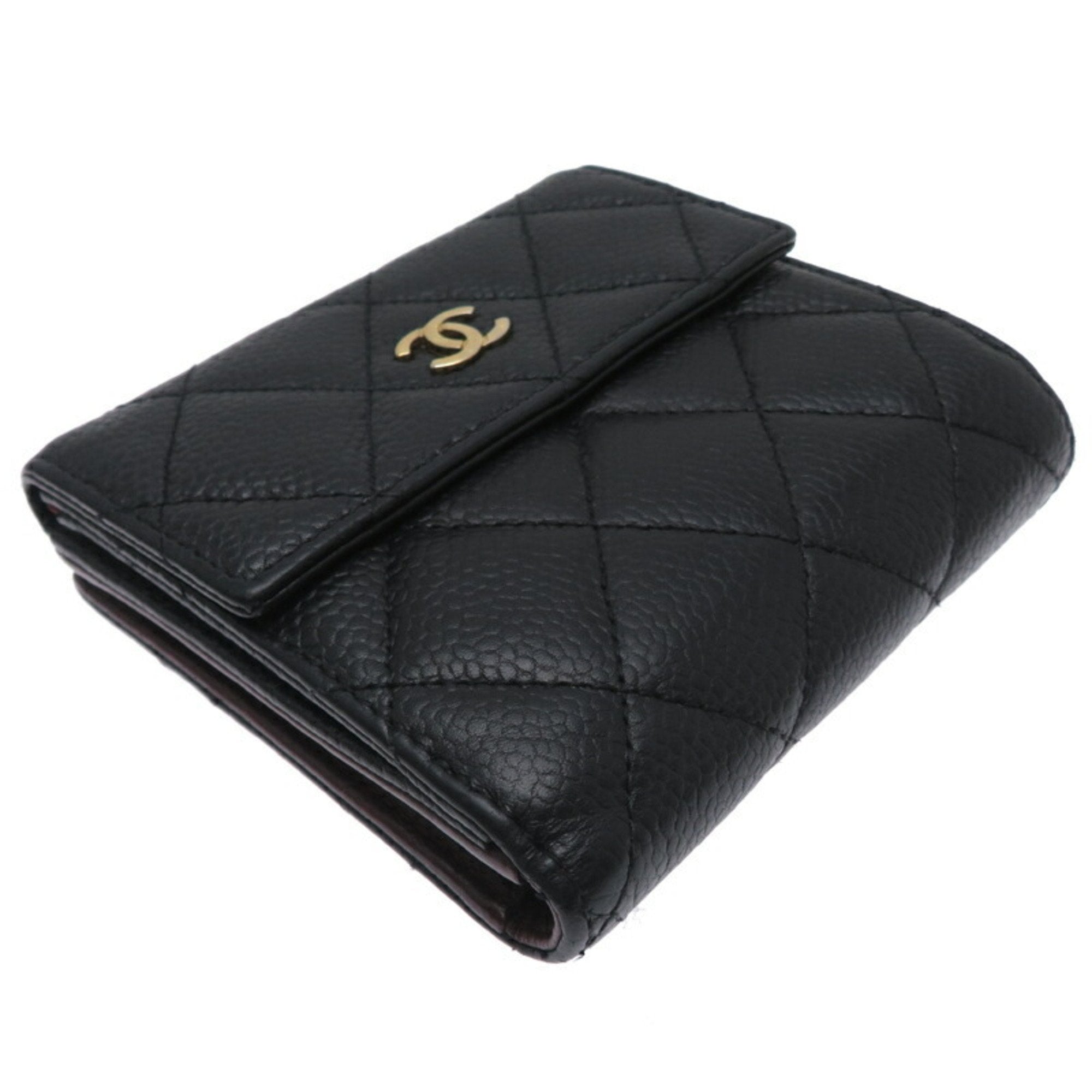 Chanel Black Grained Calfskin Wallet (Bi-Fold) (Pre-Owned)