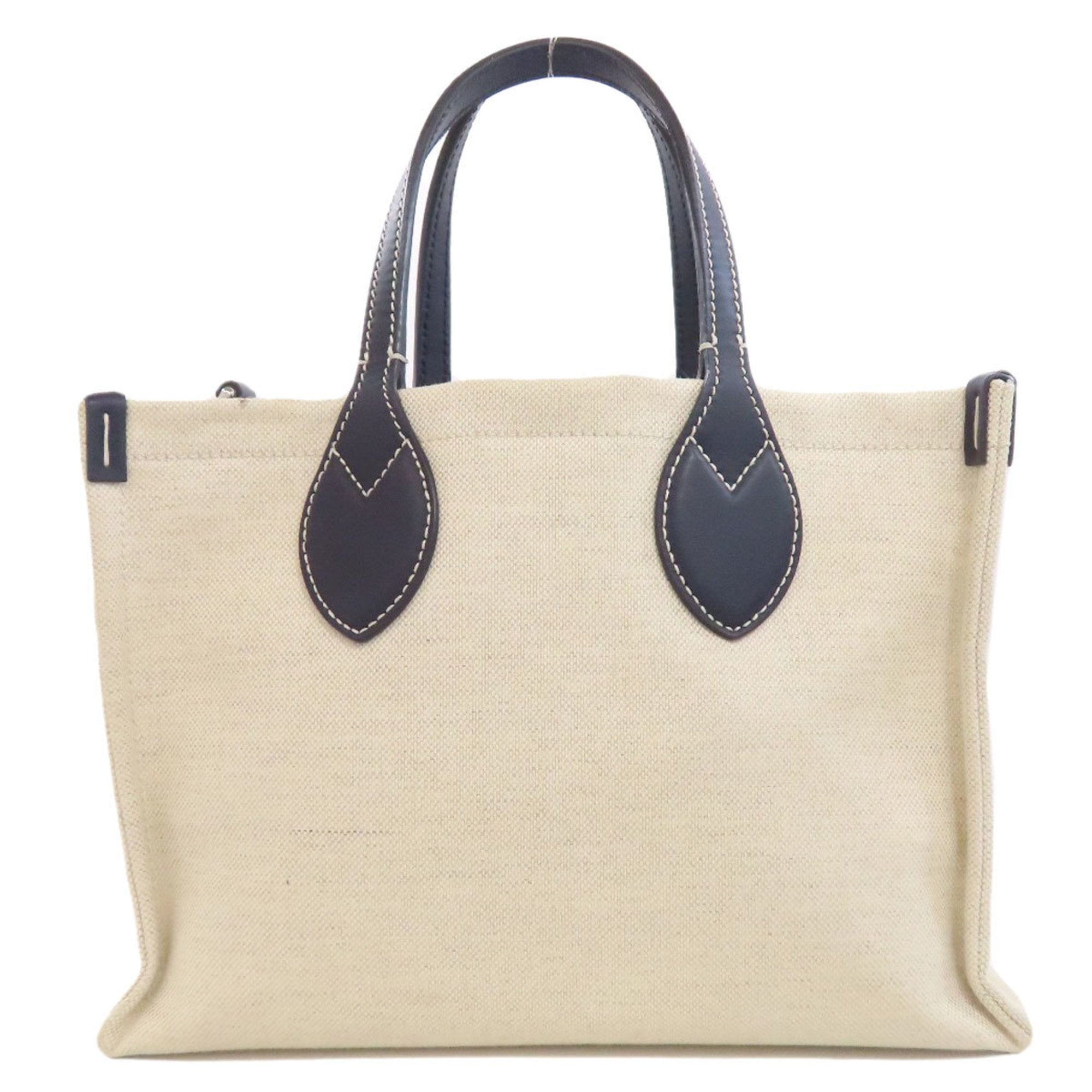 Gucci Beige Navy Canvas Handbag (Pre-Owned)