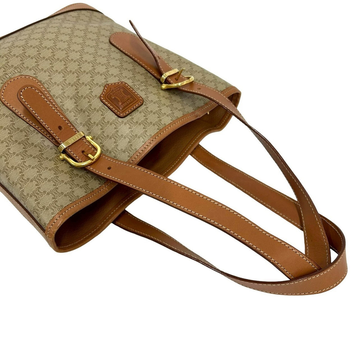 Celine Beige Brown Leather Pvc Handbag Tote Bag (Pre-Owned)