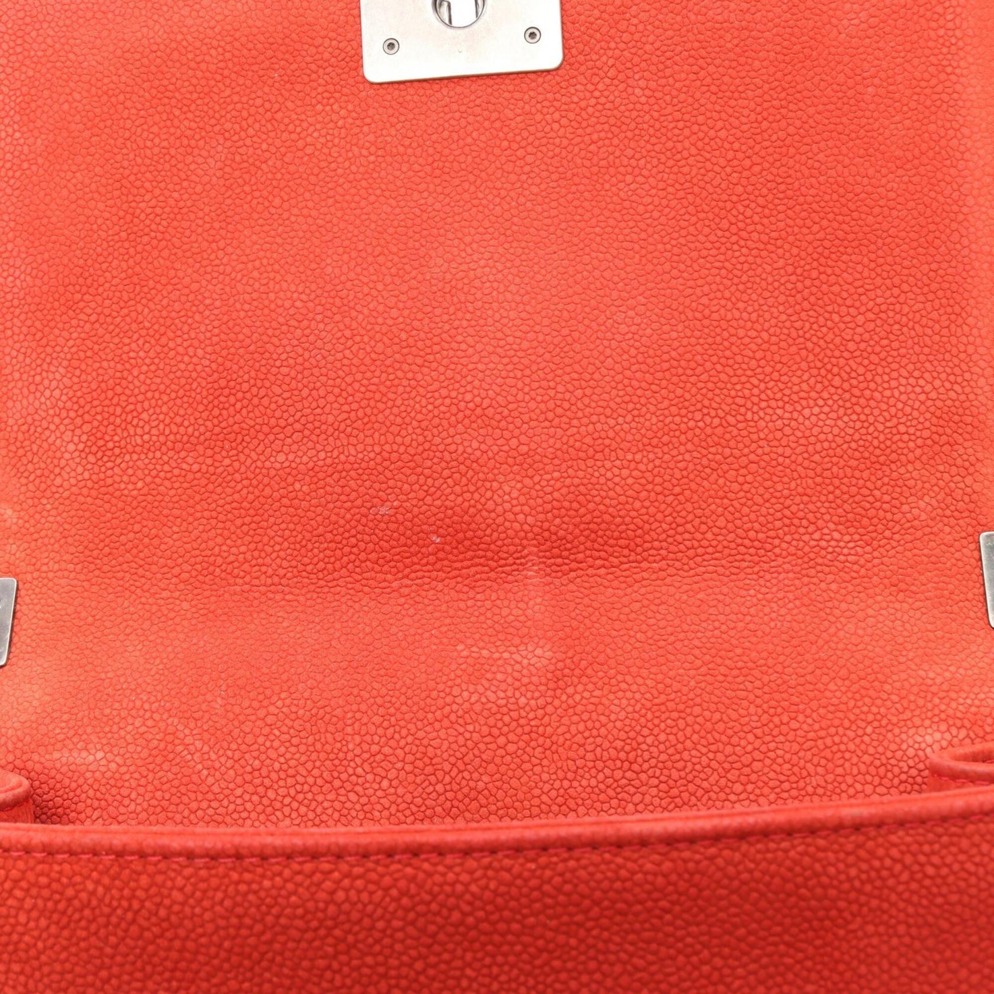 Chanel Red Color Grained Calfskin Handbag Shoulder Bag (Pre-Owned)