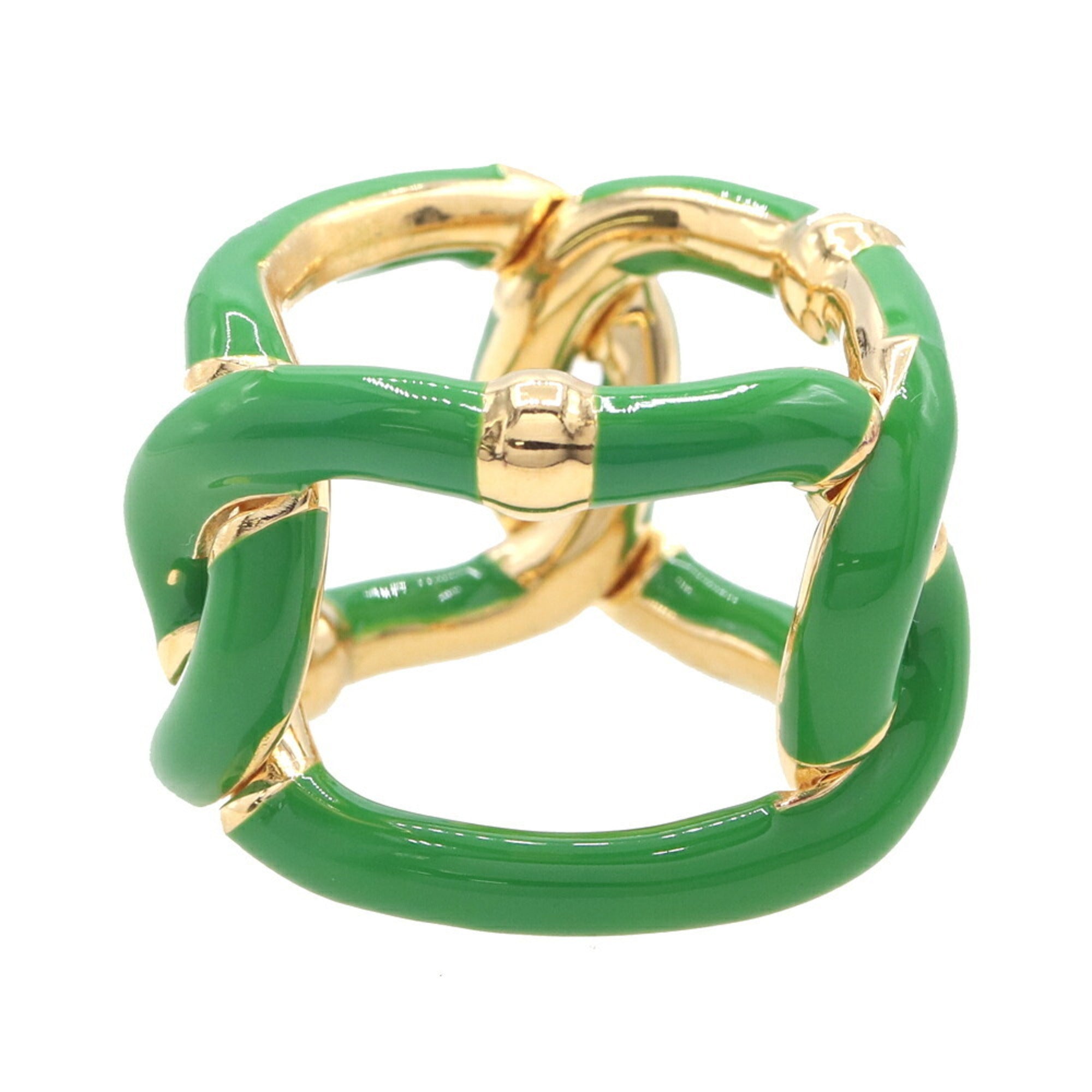 Bottega Veneta Gold Enamel Sterling Silver 925 Band Ring (Pre-Owned)