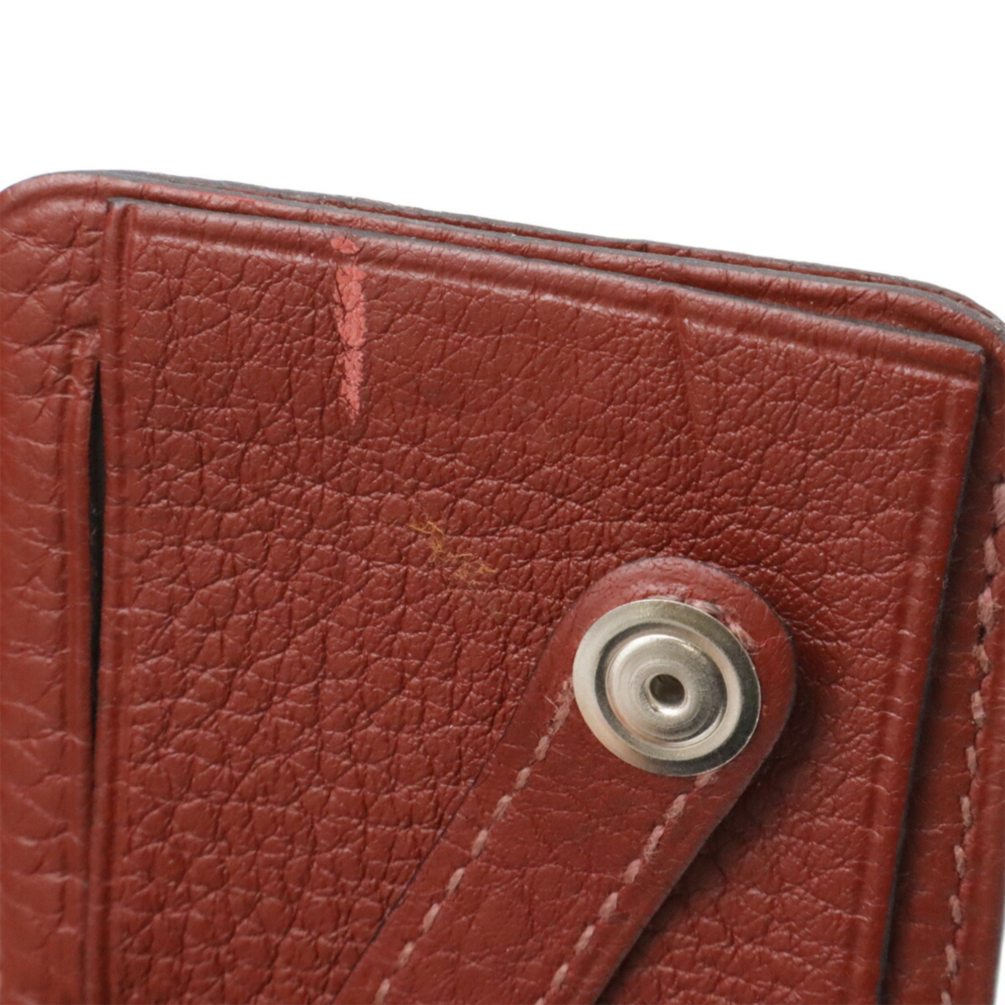 Hermes Rouge H Taurillon Clemence Leather Boston Bag (Pre-Owned)