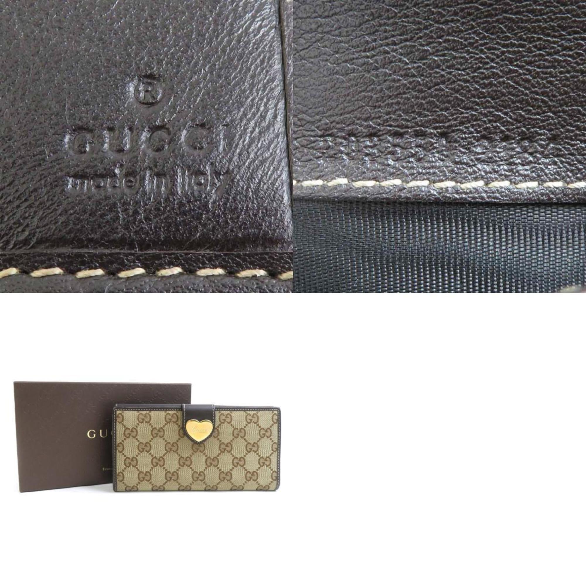 Gucci Brown Gg Canvas Leather Long Wallet (Bi-Fold) (Pre-Owned)