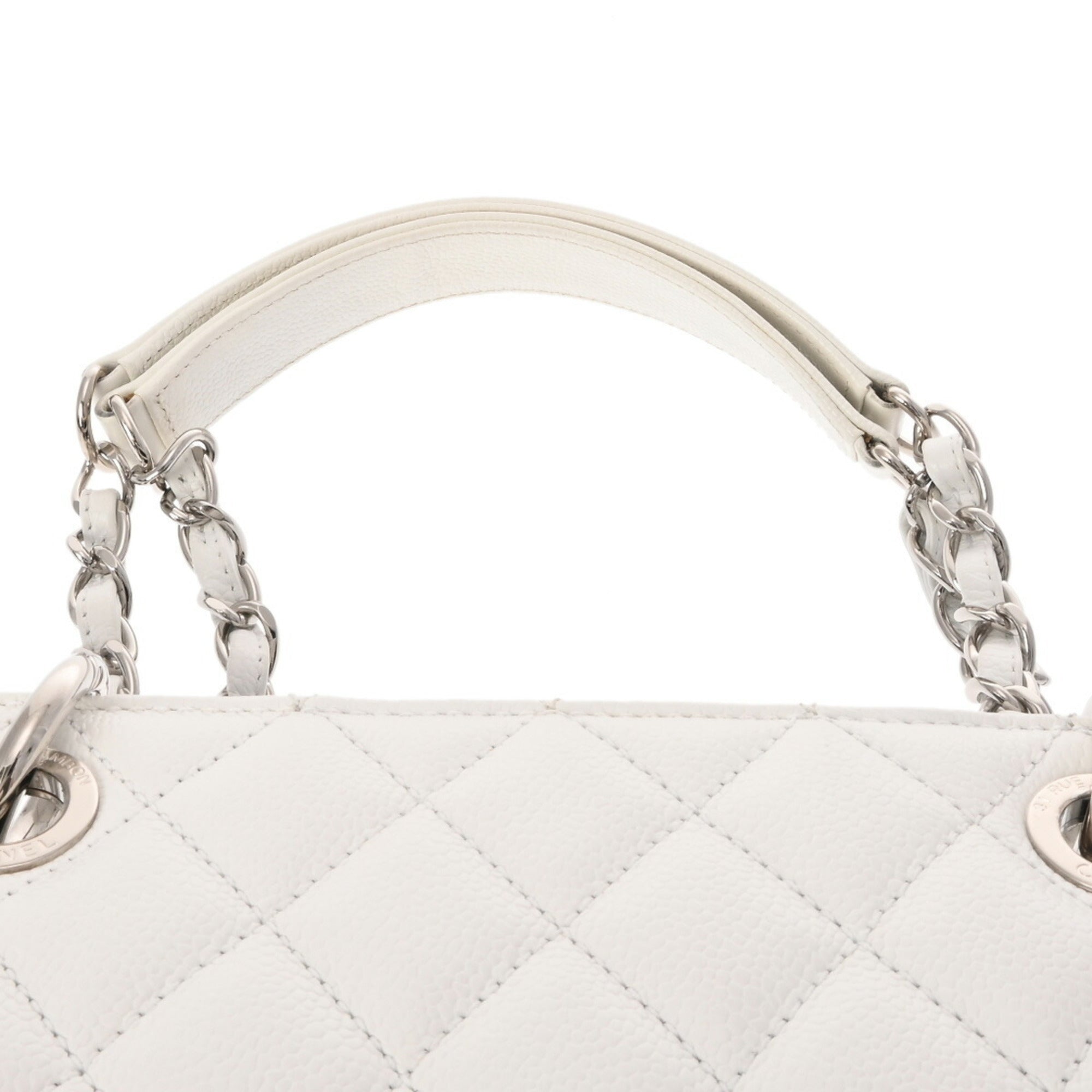 Chanel Black White Caviar Leather Tote Bag (Pre-Owned)