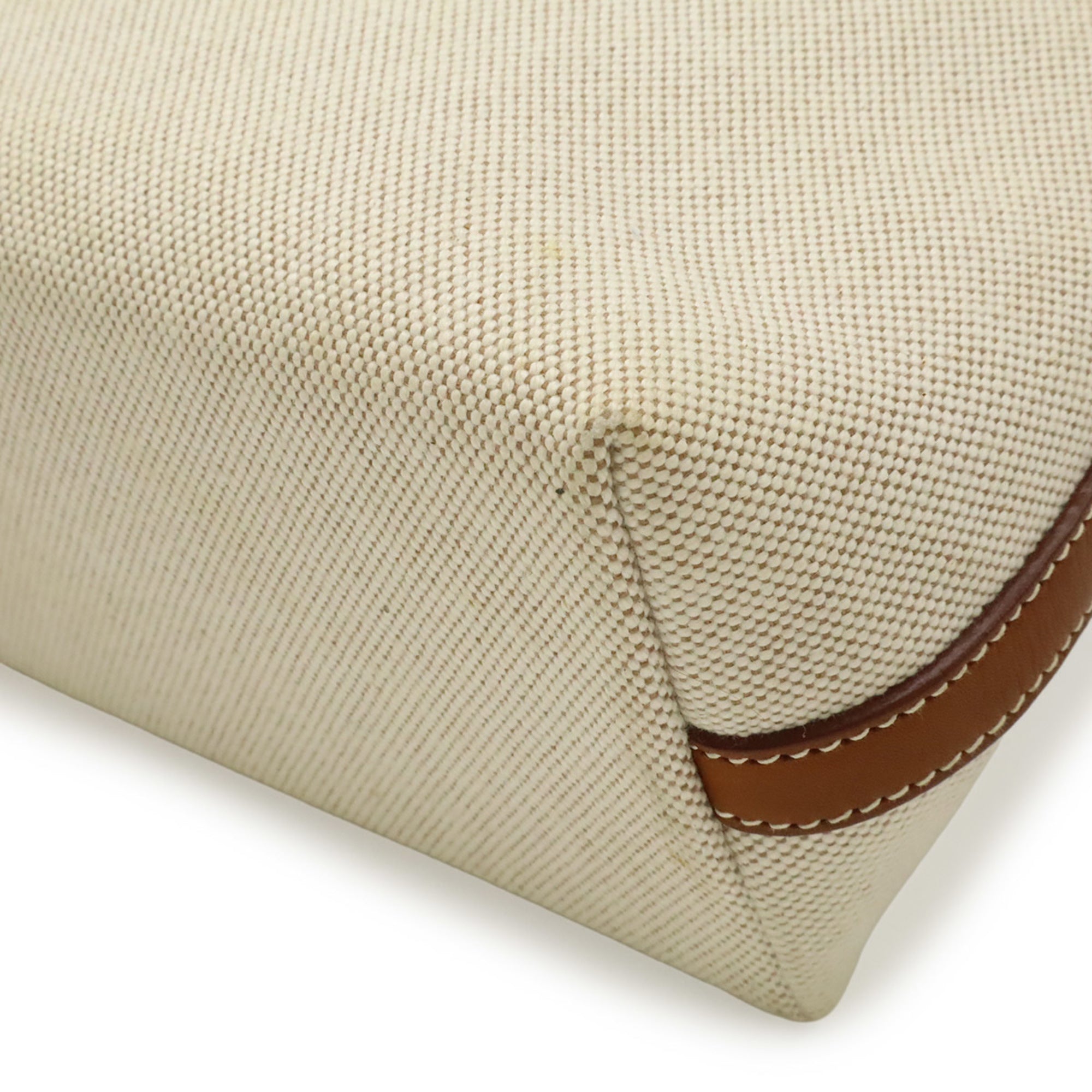Hermes Berlingo Beige Brown Toile H Leather Shoulder Bag (Pre-Owned)