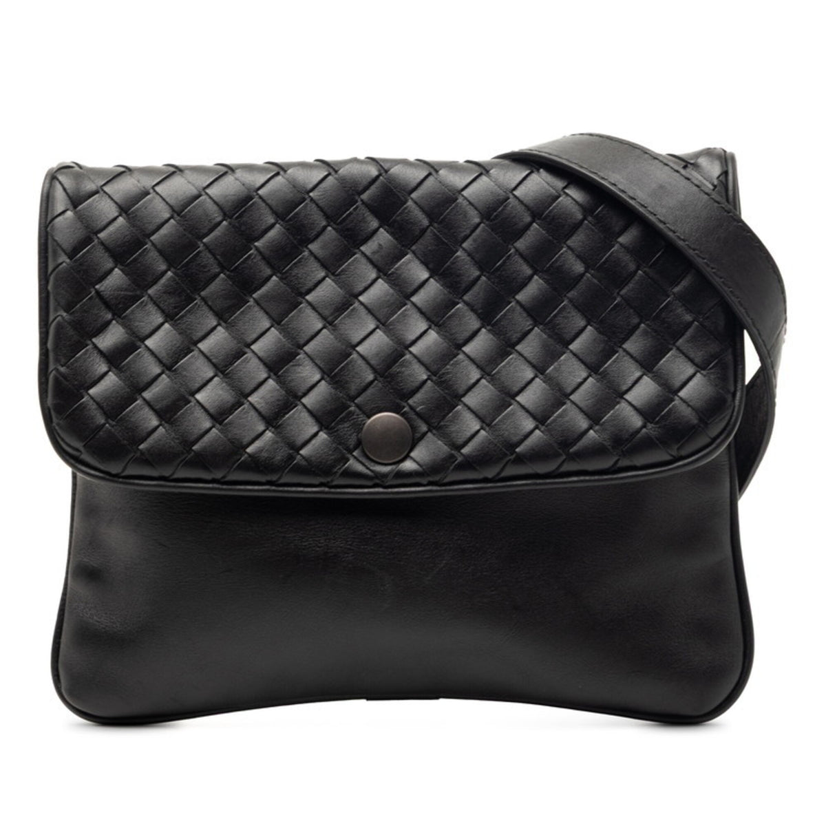 Bottega Veneta Black Leather Pochette Shoulder Bag (Pre-Owned)