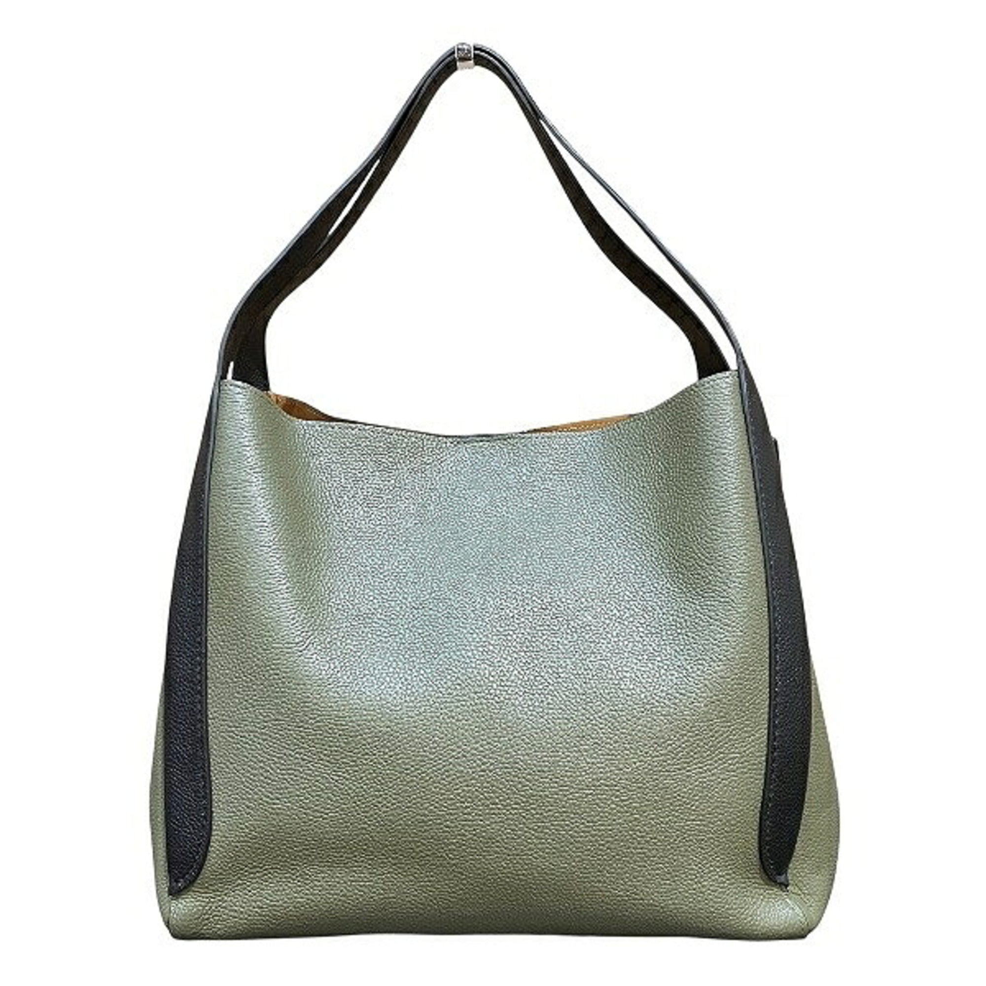 Coach Black Khaki Canvas Leather Handbag Tote Bag (Pre-Owned)