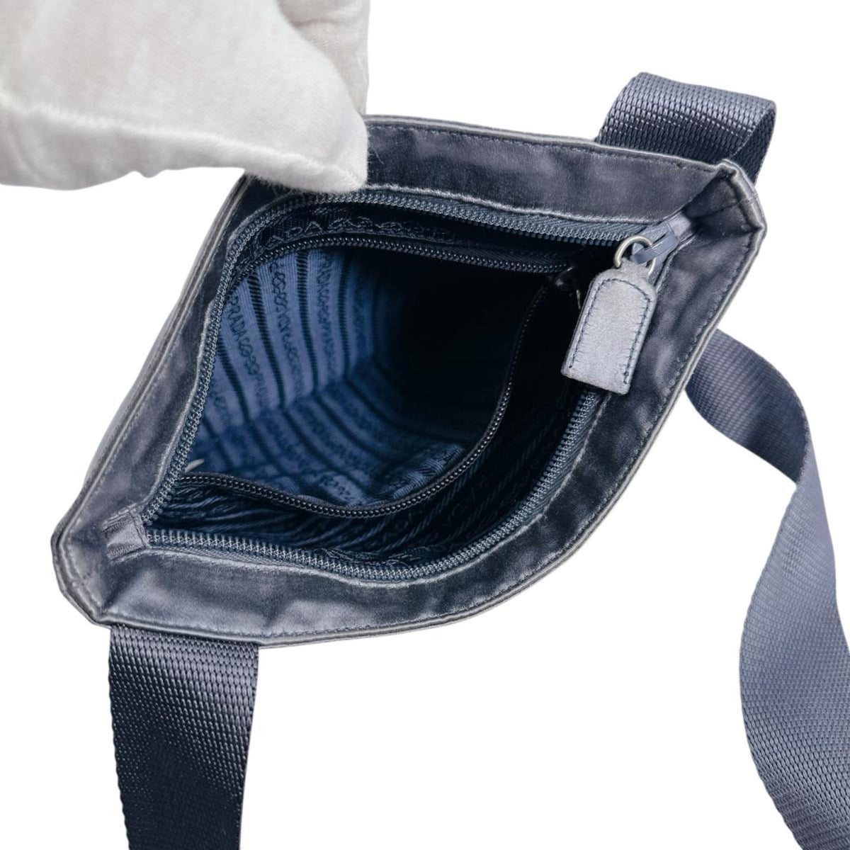 Prada Gray Satin Pochette Shoulder Bag (Pre-Owned)