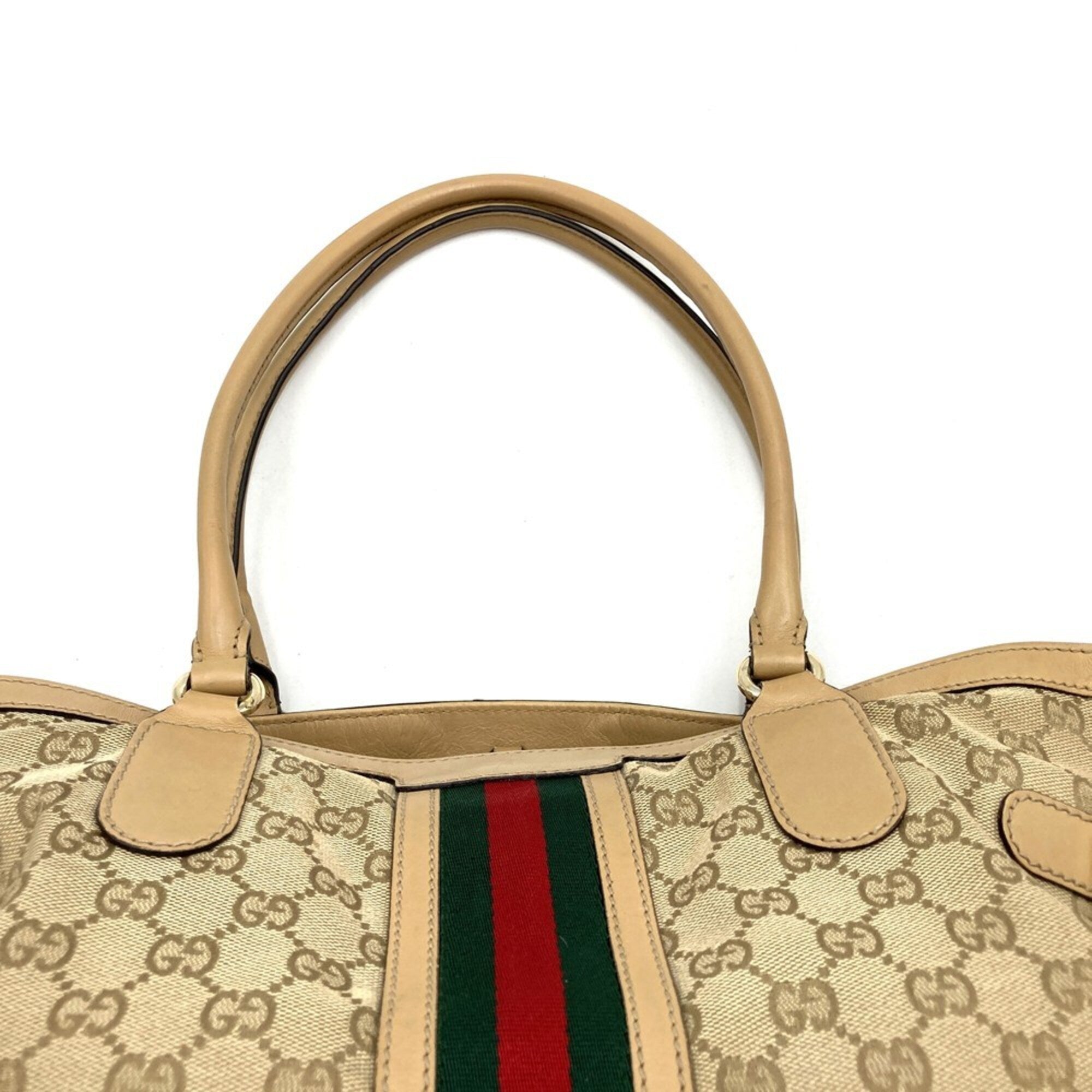 Gucci Brown Gg Canvas Leather Tote Bag (Pre-Owned)