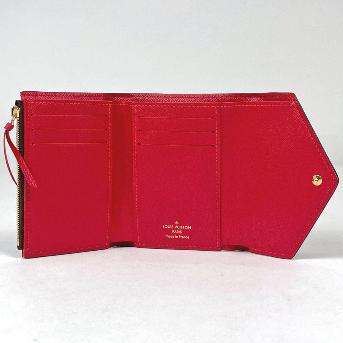 Louis Vuitton Brown Monogram Red Color Monogram Wallet (Tri-Fold) (Pre-Owned)