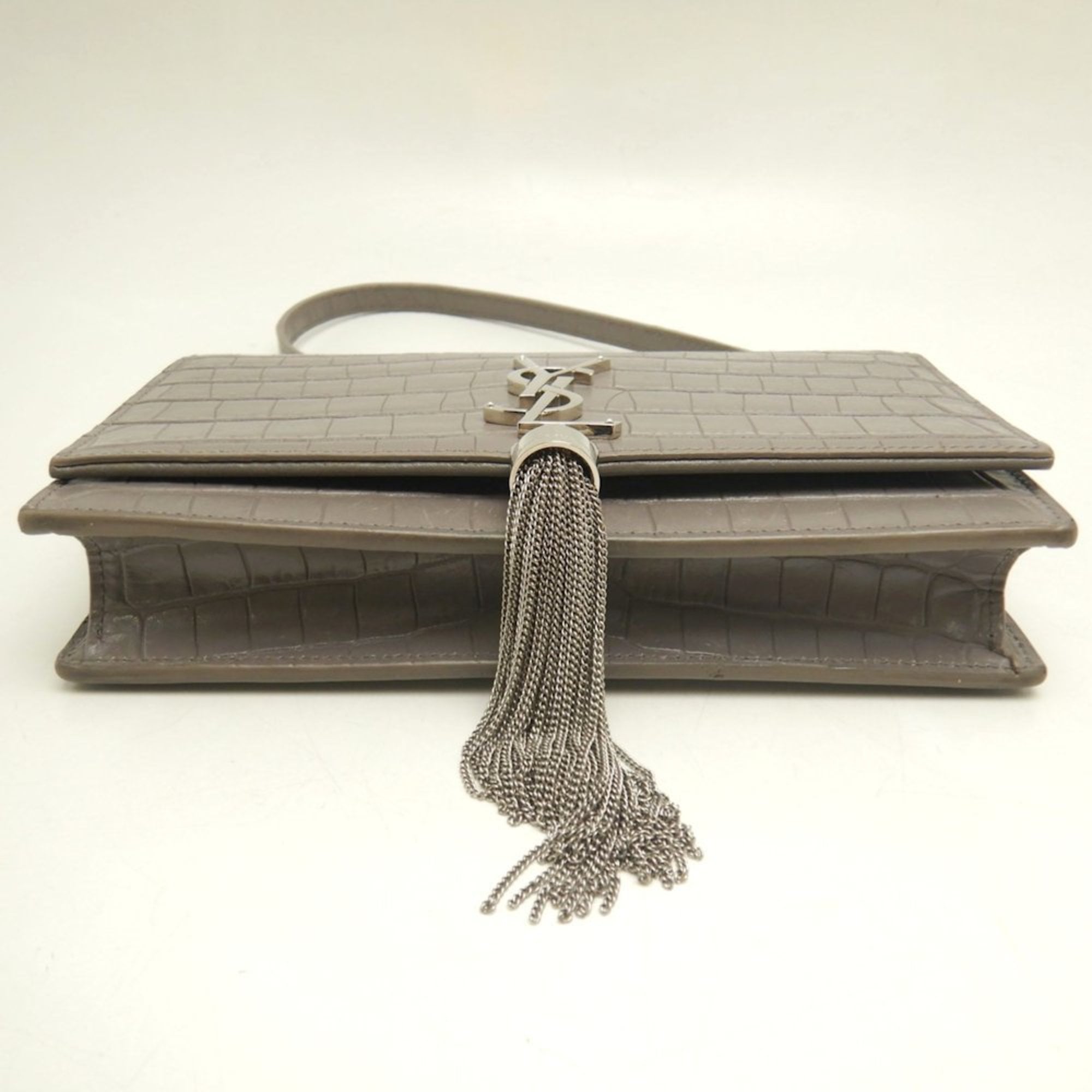 Yves Saint Laurent Grayish Leather Shoulder Bag (Pre-Owned)