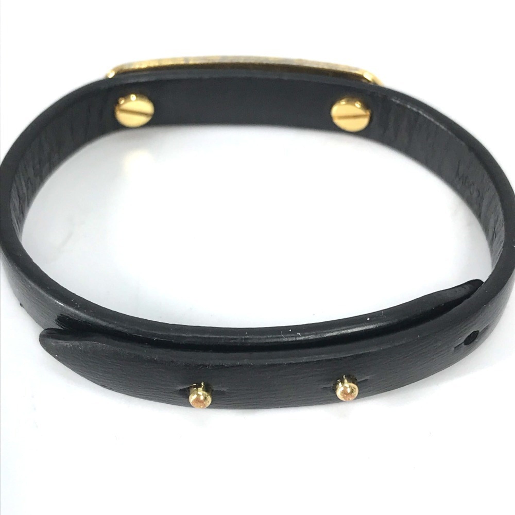 Louis Vuitton Monogram Black Monogram Leather Monogram Bangle (Pre-Owned)