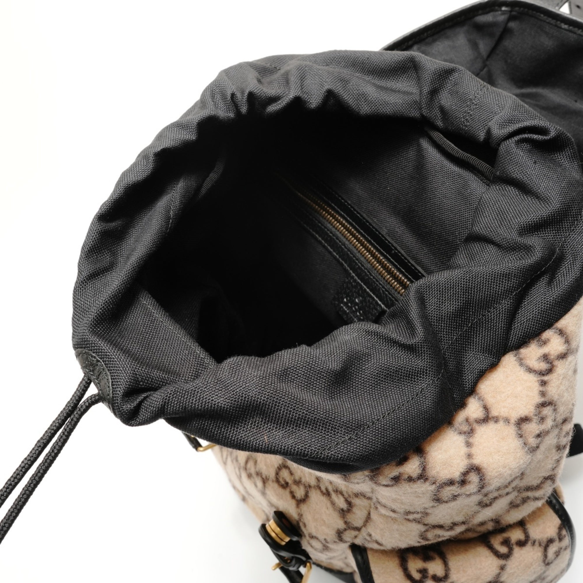 Gucci Beige Wool Leather Backpack (Pre-Owned)