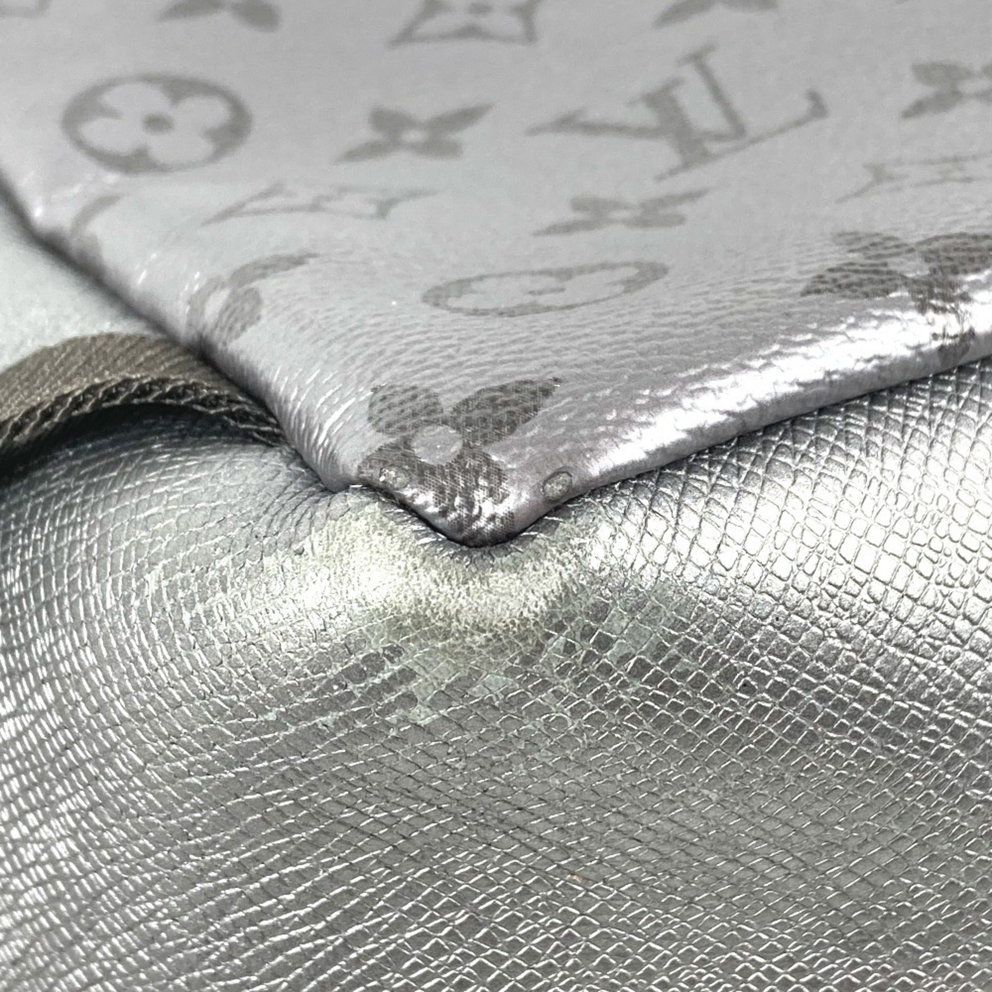 Louis Vuitton Taigarama Silver Taiga Leather Monogram Backpack (Pre-Owned)