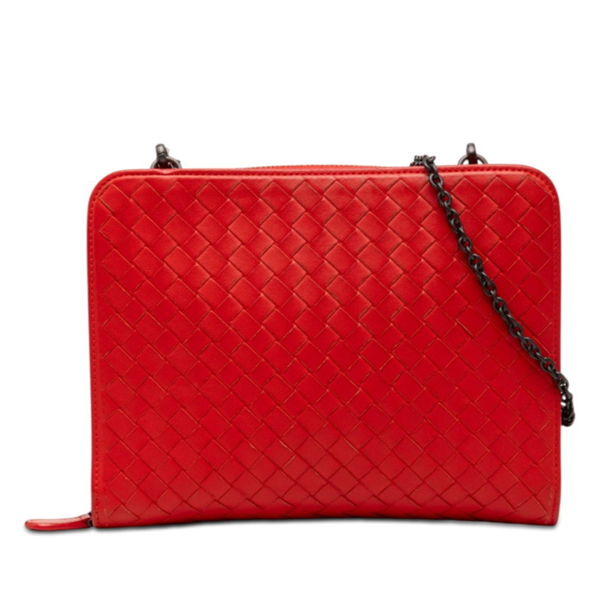 Bottega Veneta Red Color Leather Shoulder Bag (Pre-Owned)