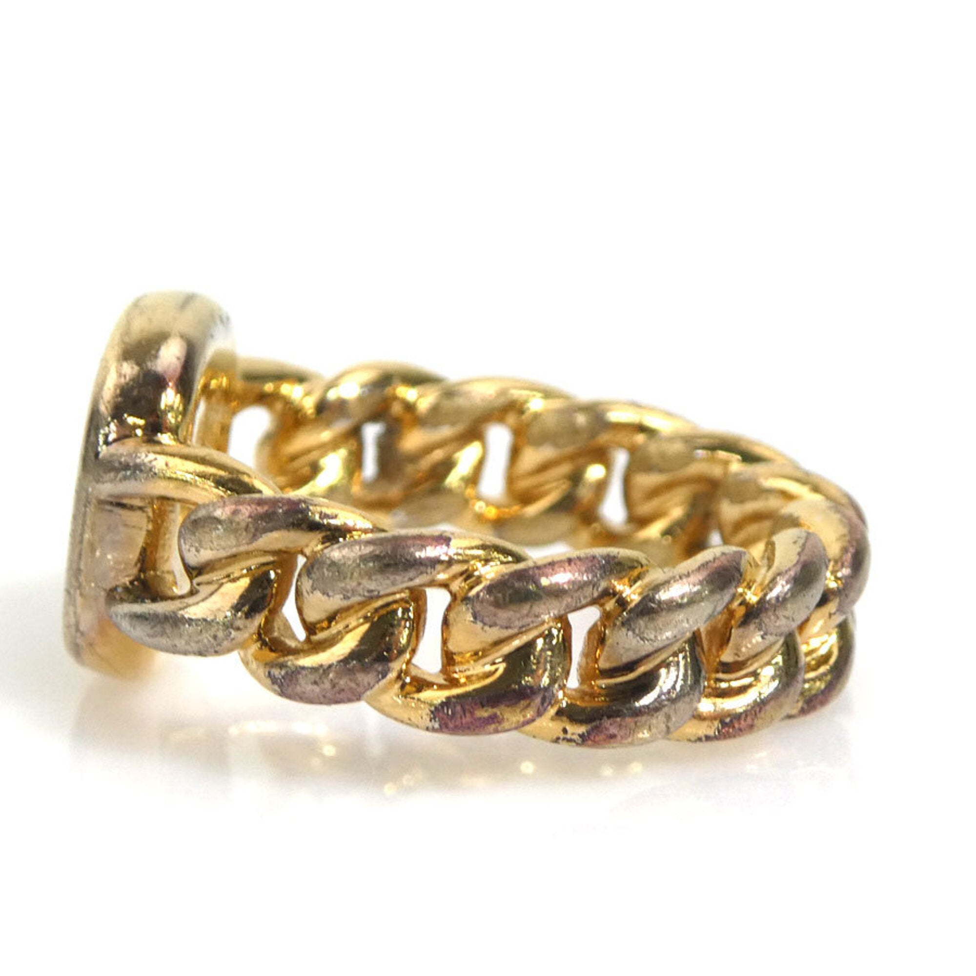 Louis Vuitton Gold Silver Metal Band Ring (Pre-Owned)
