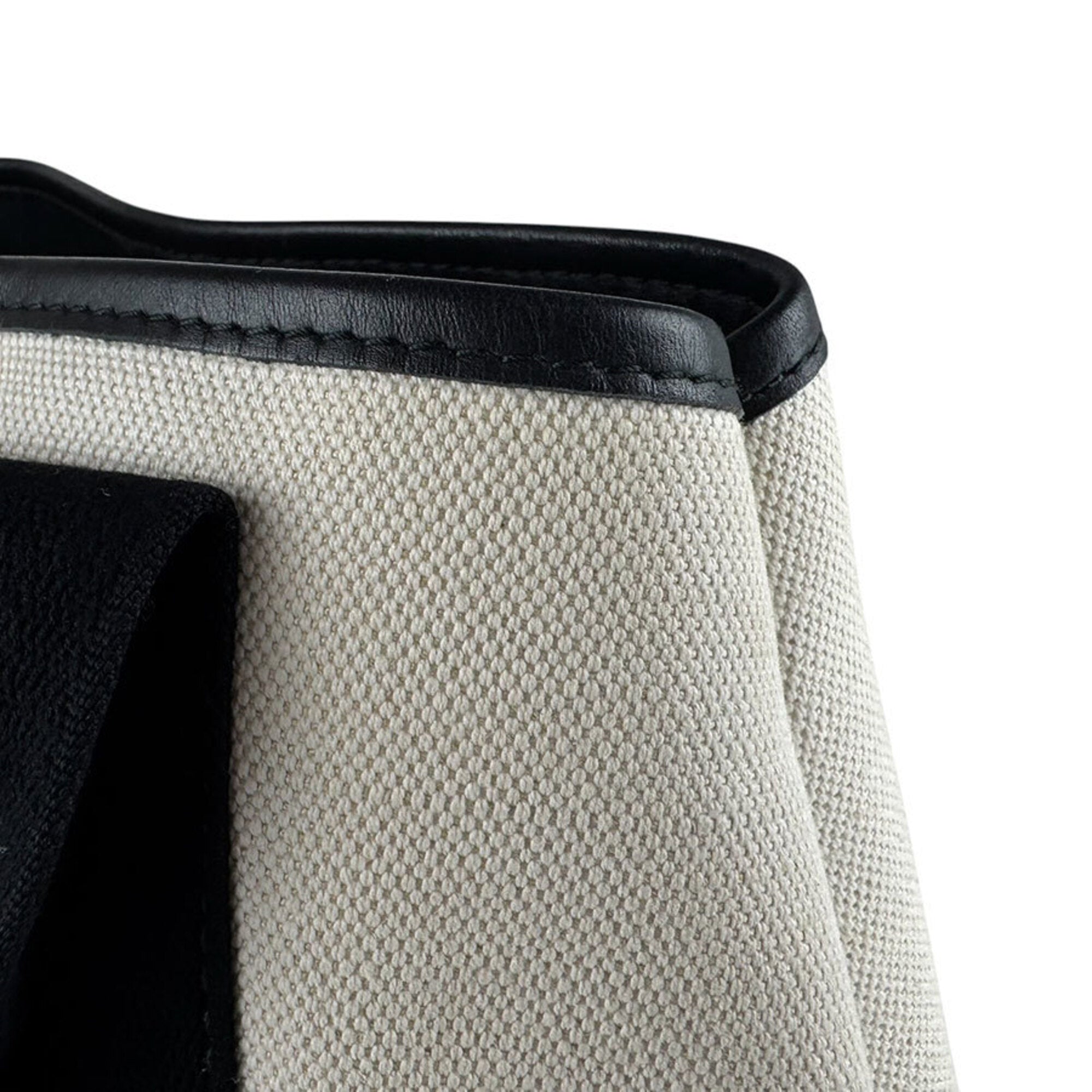 Balenciaga Black Ivory Canvas Leather Handbag Tote Bag (Pre-Owned)