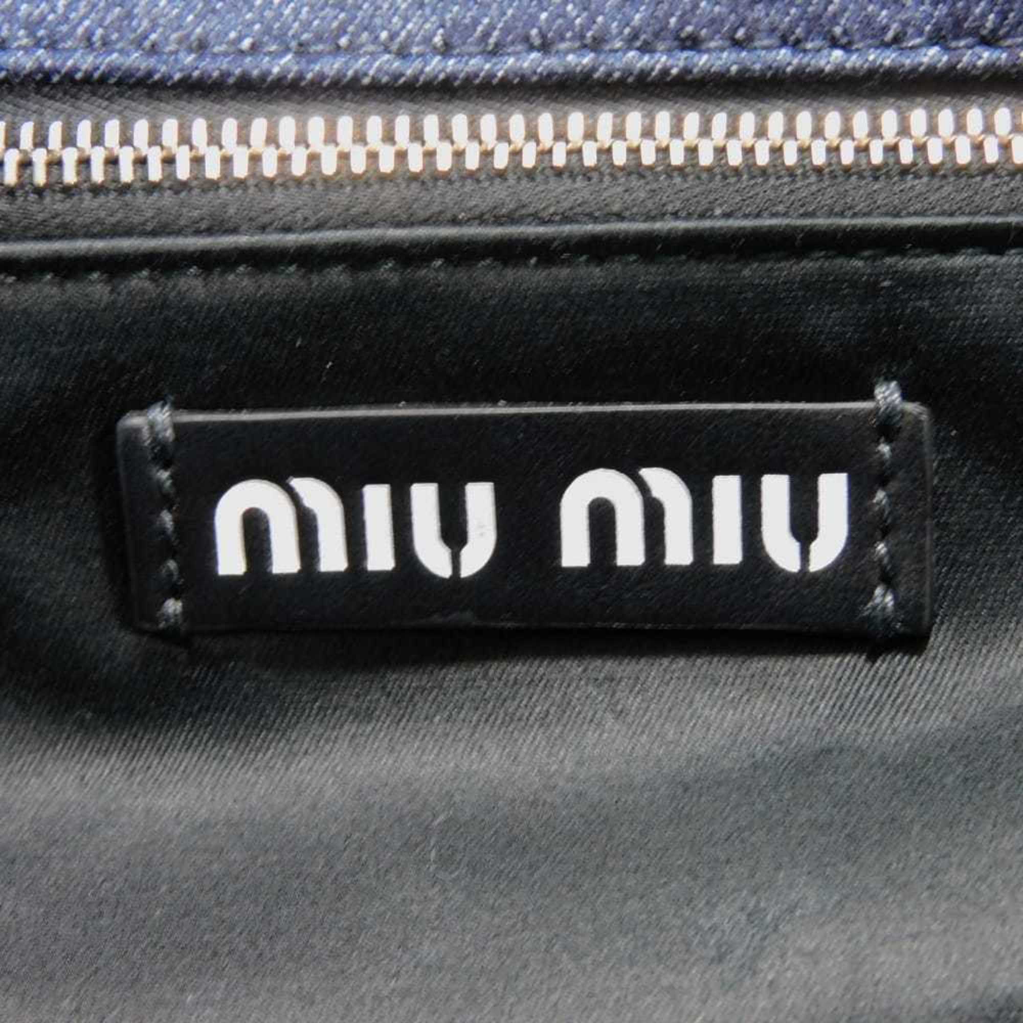 Miu Miu Blue Denim Shoulder Bag Tote Bag (Pre-Owned)