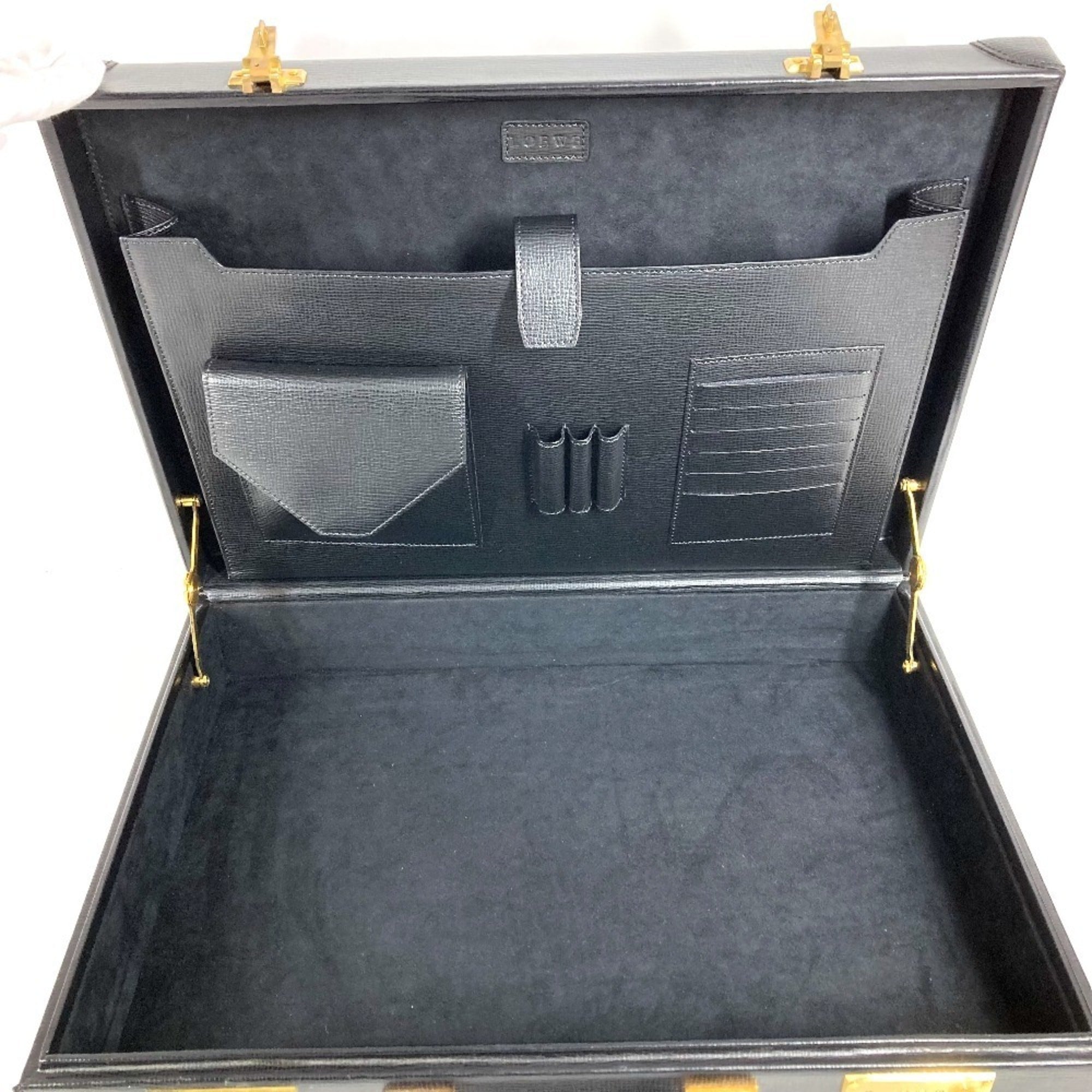 Loewe Black Leather Attaché Case Handbag Tote Bag (Pre-Owned)