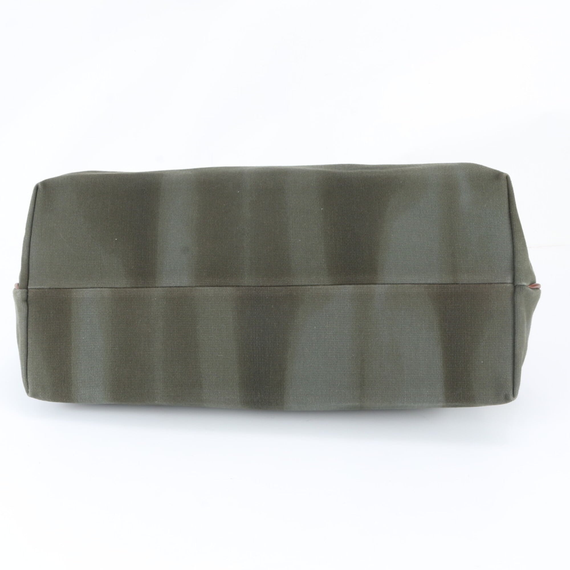 Bottega Veneta Green Leather Canvas Shoulder Bag Tote Bag (Pre-Owned)