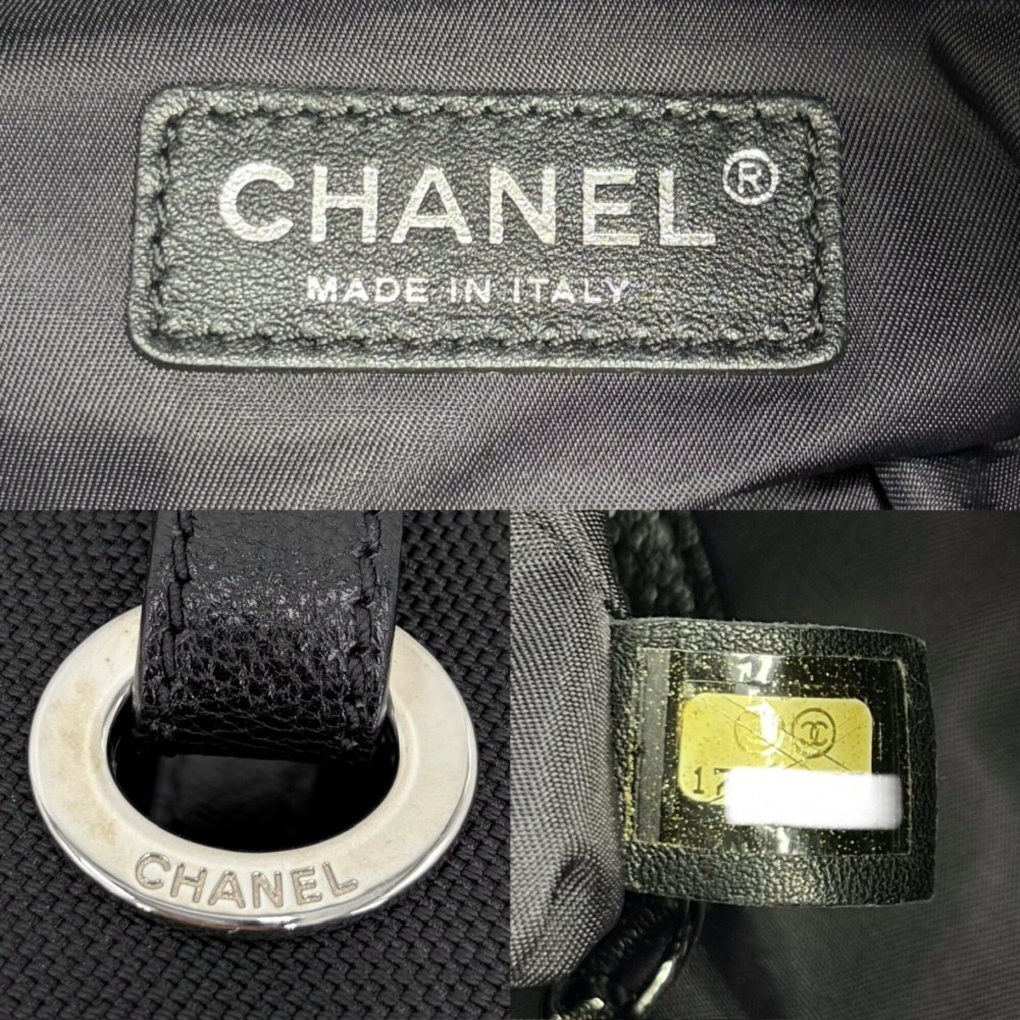Chanel Black Coated Canvas Leather Handbag Tote Bag (Pre-Owned)