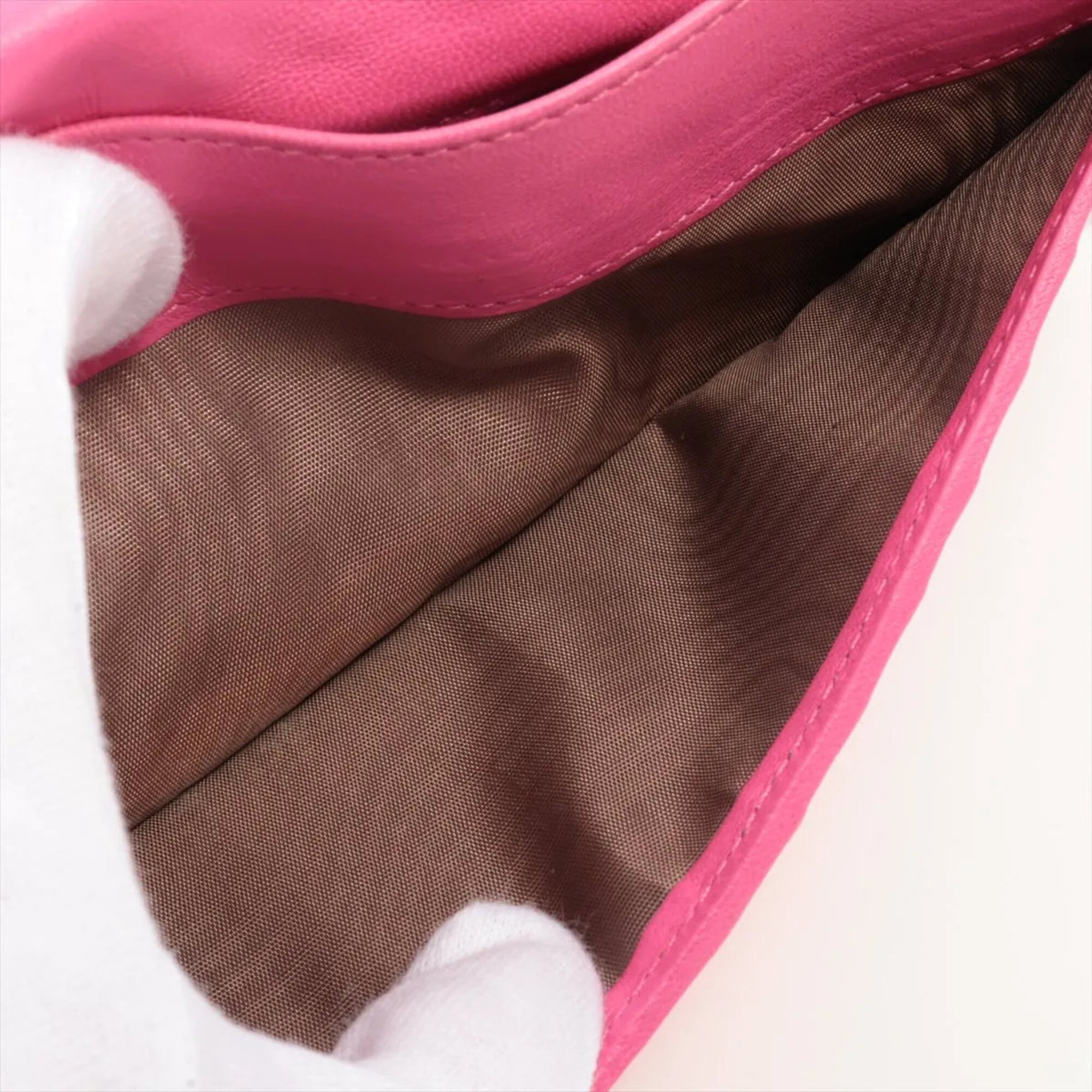 Bottega Veneta Intrecciato Brown Pink Intrecciato Long Wallet (Bi-Fold) (Pre-Owned)