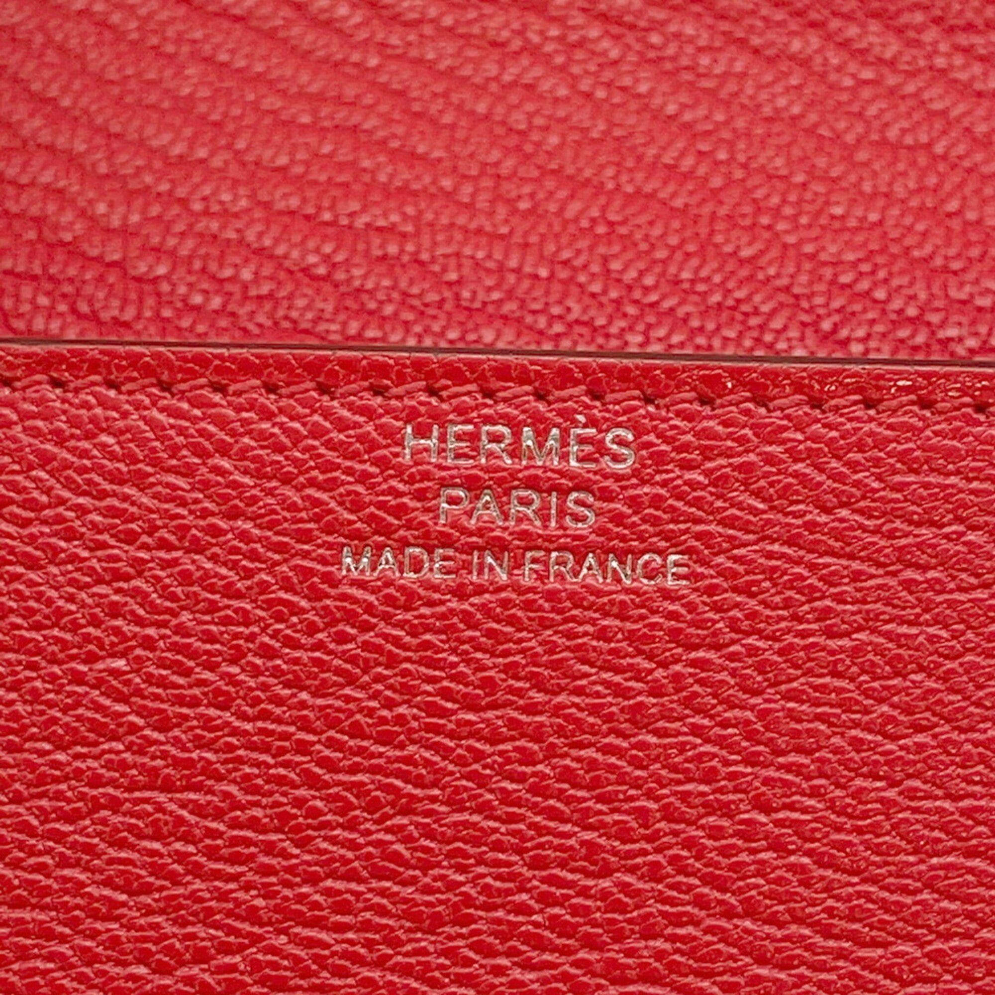 Hermes Orange Orange Red Chevre Myzore Leather Coin Purse/Coin Case (Pre-Owned)