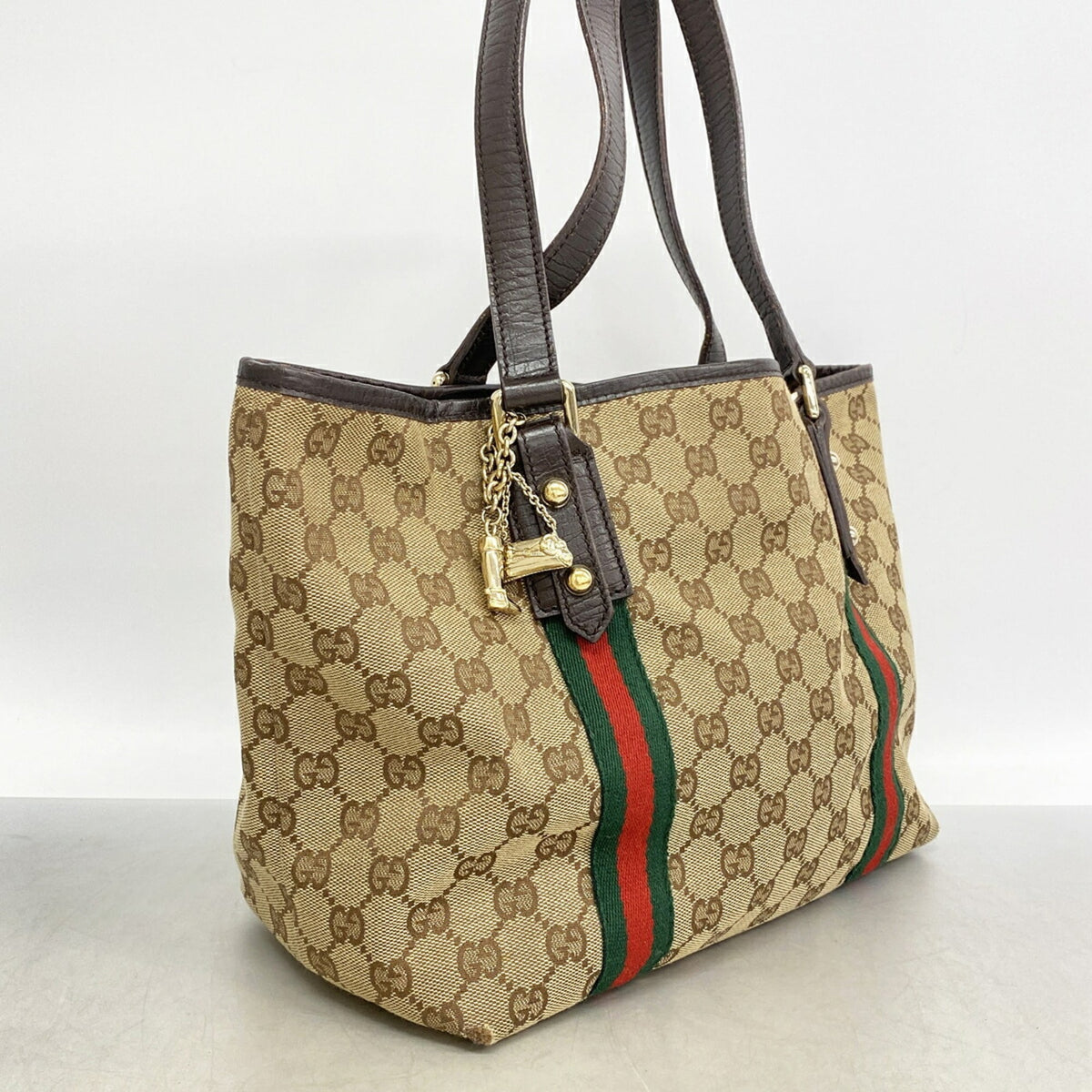 Gucci Beige Brown Canvas Tote Bag (Pre-Owned)