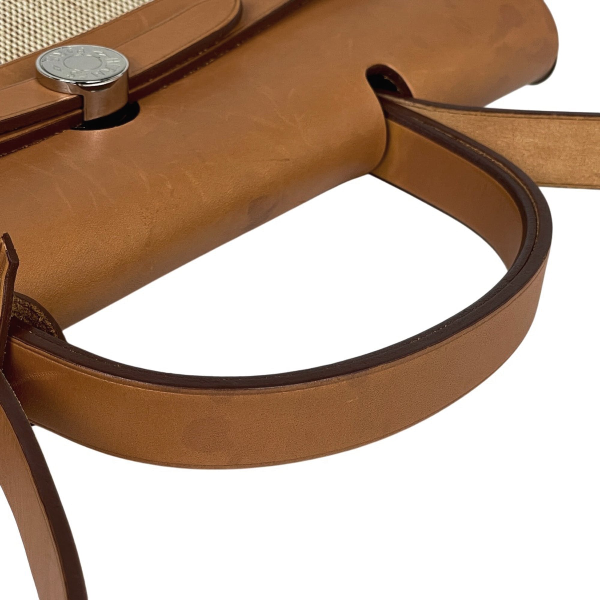 Hermes Brown Natural Toile H Leather Handbag Pouch Shoulder Bag (Pre-Owned)