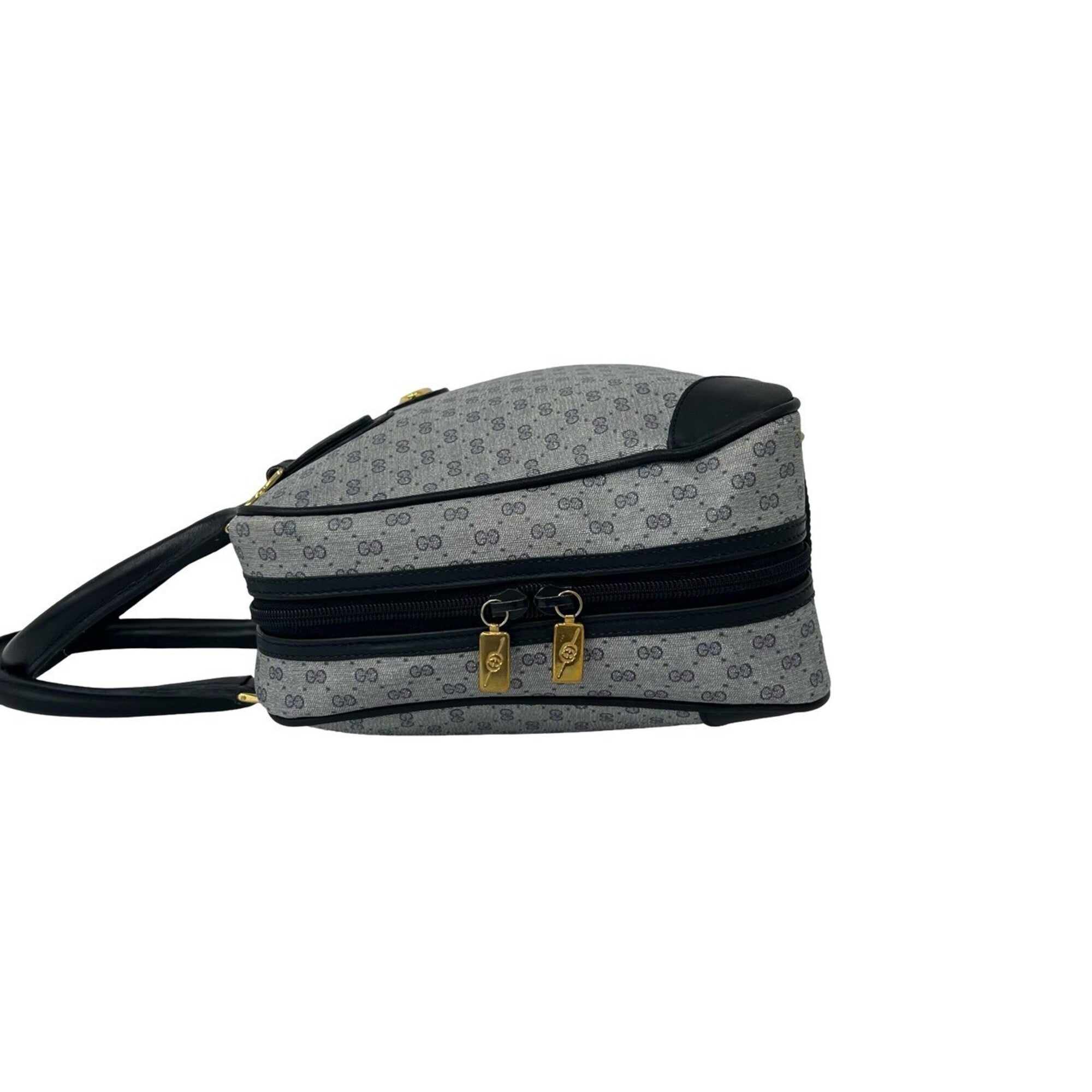 Gucci Navy Leather Pvc Boston Bag Handbag (Pre-Owned)