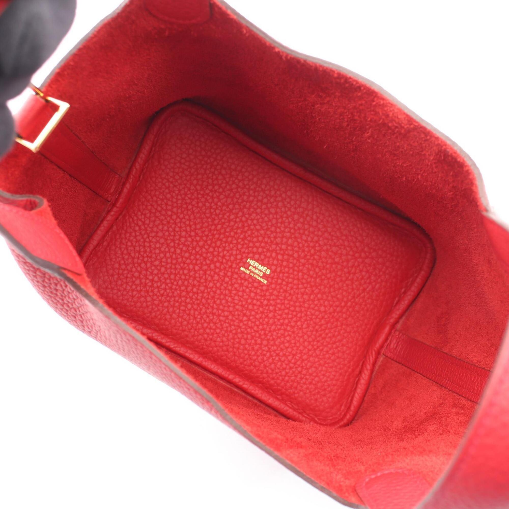 Hermes Red Color Vermilion Taurillon Clemence Leather Leather Handbag (Pre-Owned)
