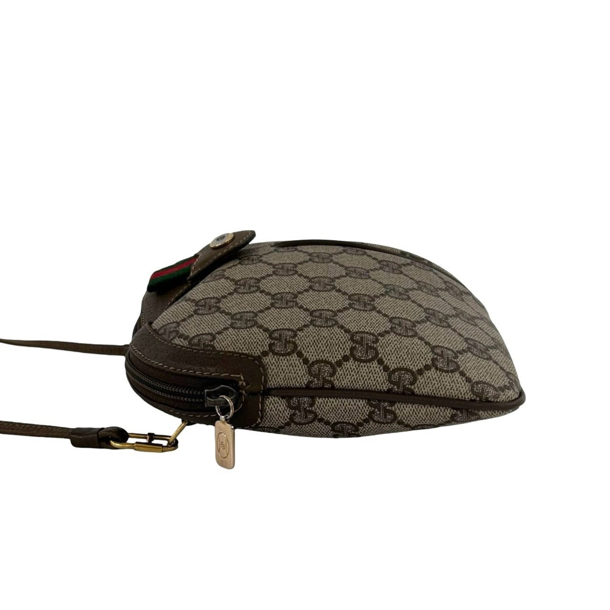 Gucci Brown Green Red Color Leather Pvc Shoulder Bag (Pre-Owned)