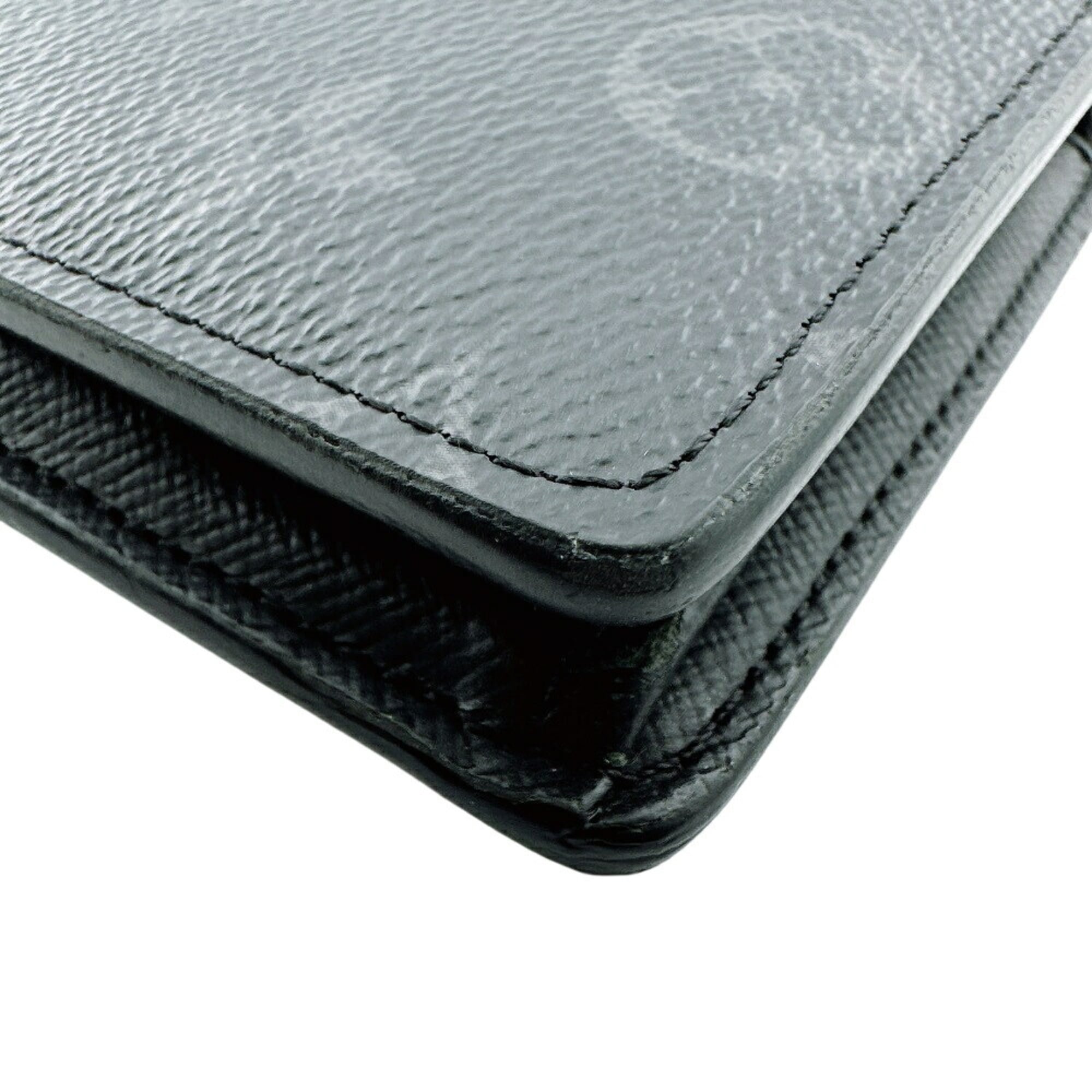 Louis Vuitton Monogram Eclipse Black Leather Long Wallet (Bi-Fold) (Pre-Owned)