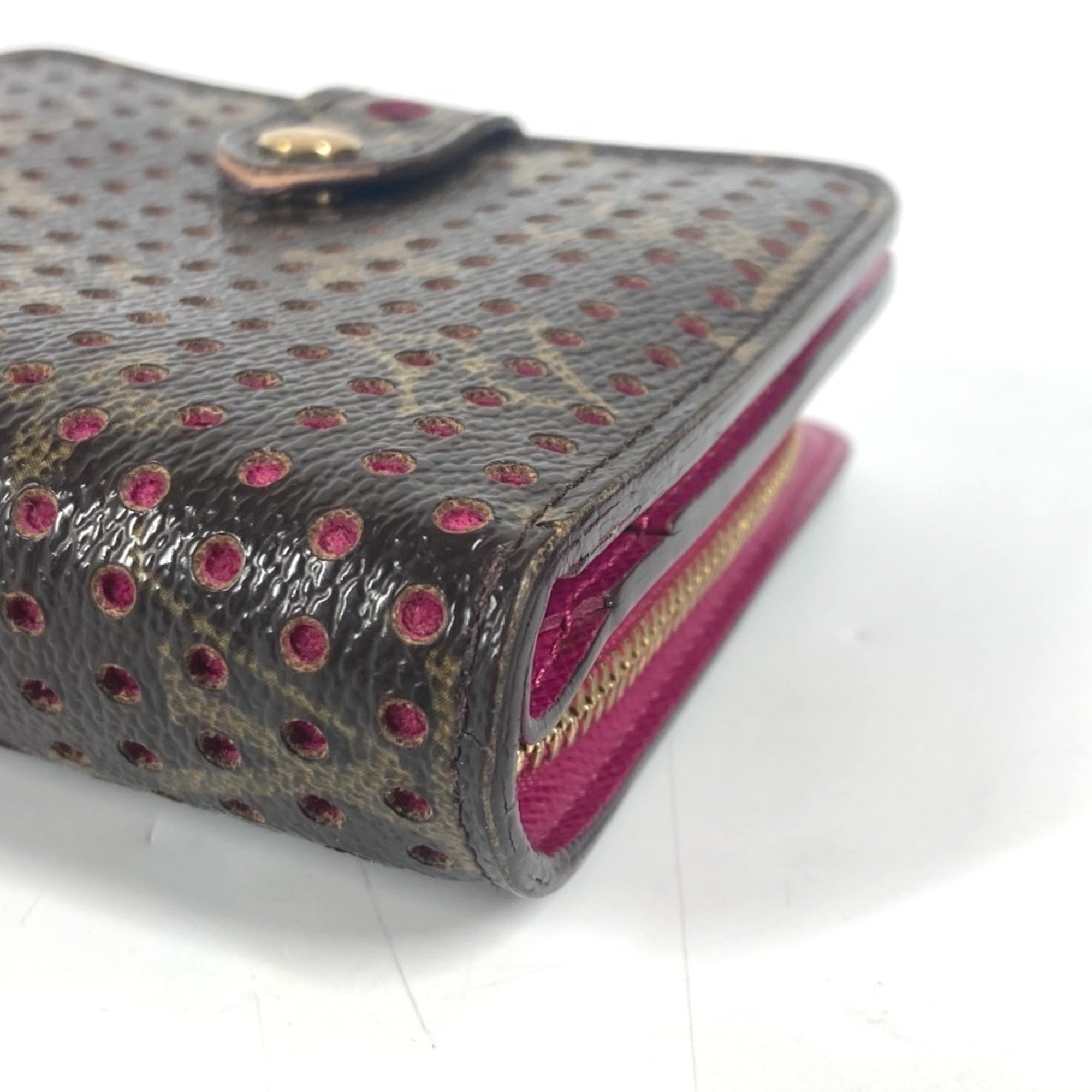 Louis Vuitton Brown Fuchsia Pink Monogram Wallet (Bi-Fold) (Pre-Owned)