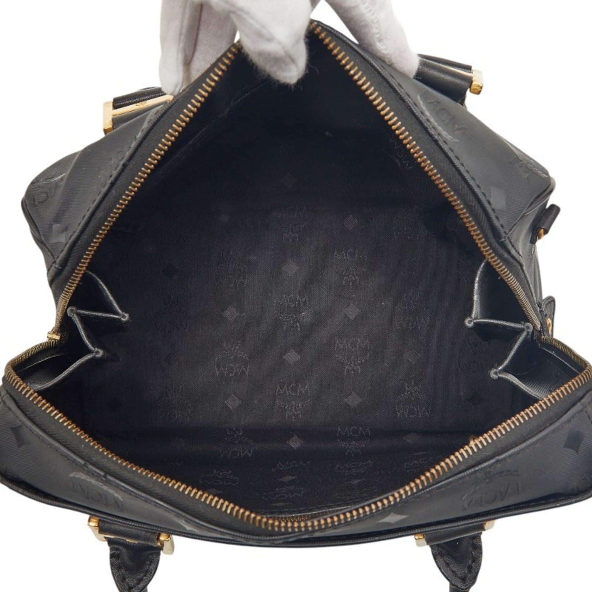 Mcm Black Nylon Leather Handbag Shoulder Bag (Pre-Owned)