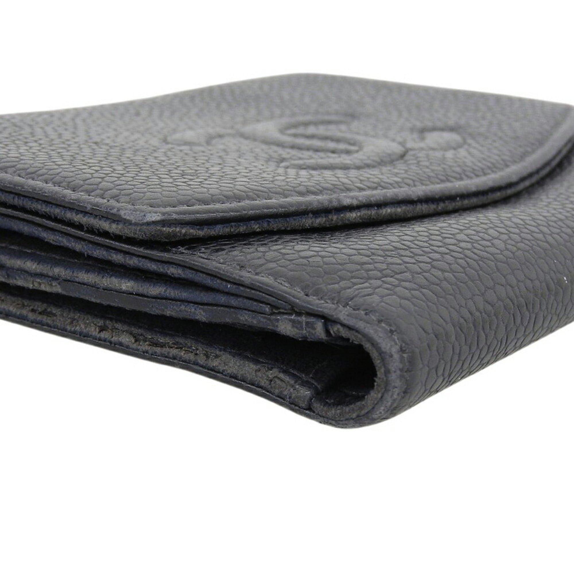 Chanel Black Grained Calfskin Wallet (Bi-Fold) (Pre-Owned)