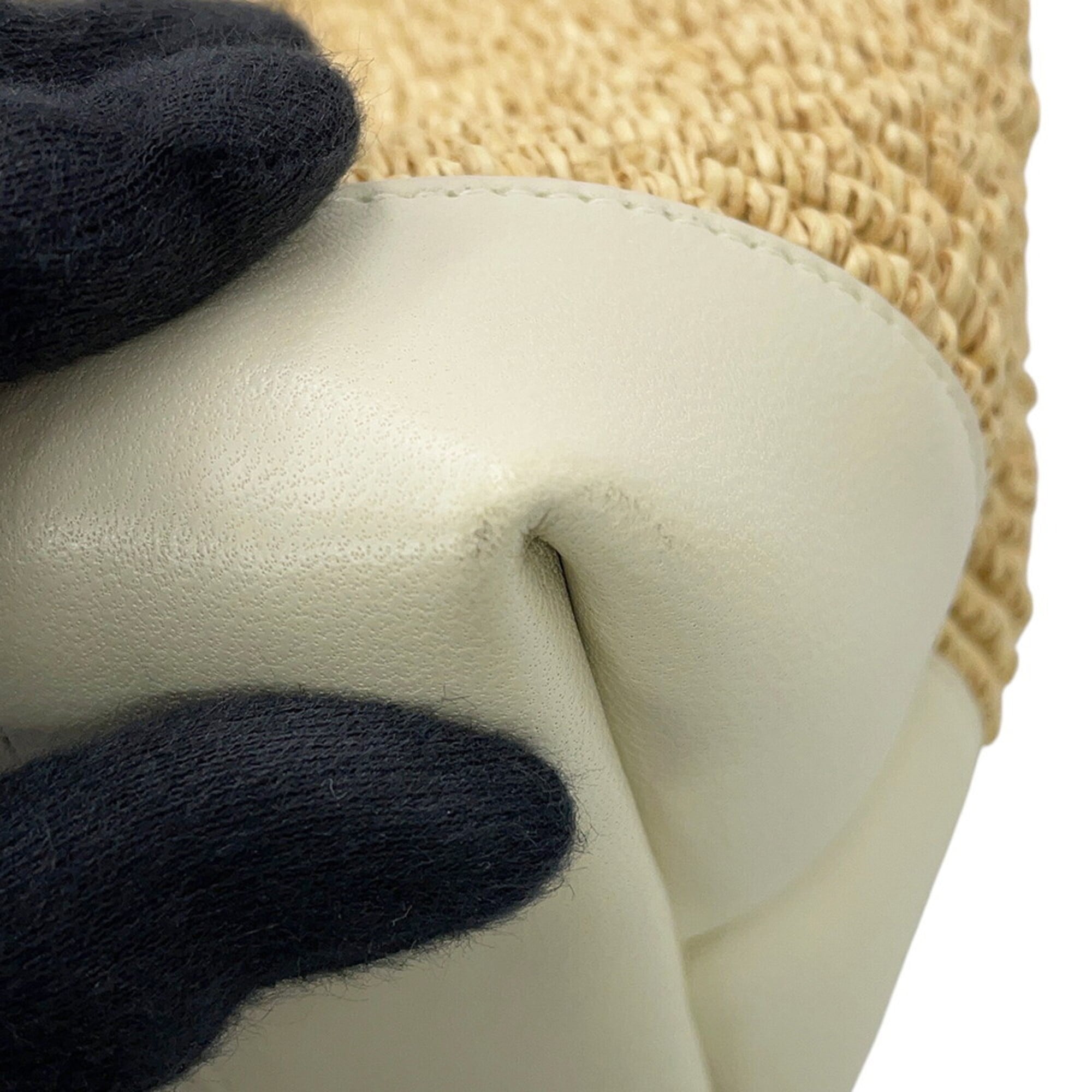 Bottega Veneta White Raffia Handbag Pouch (Pre-Owned)