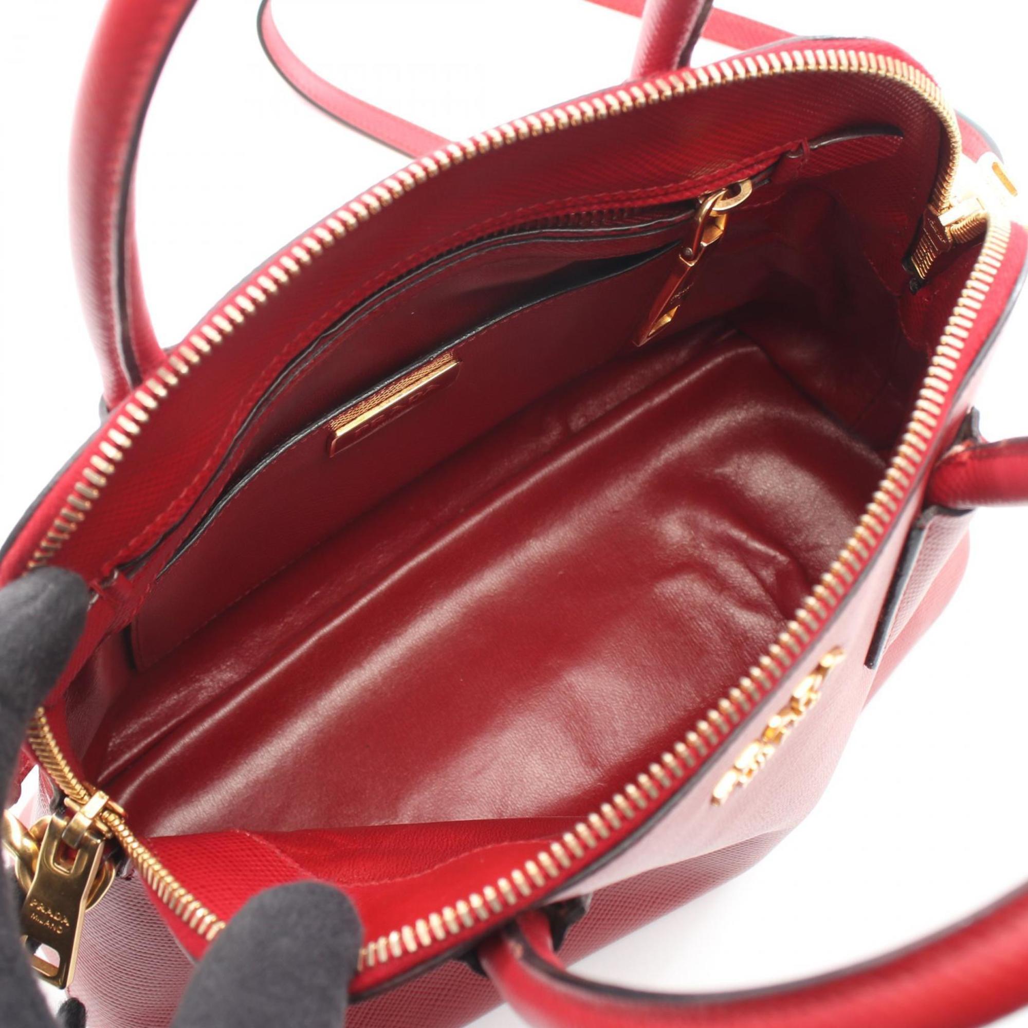 Prada Red Color Saffiano Triangle Handbag (Pre-Owned)