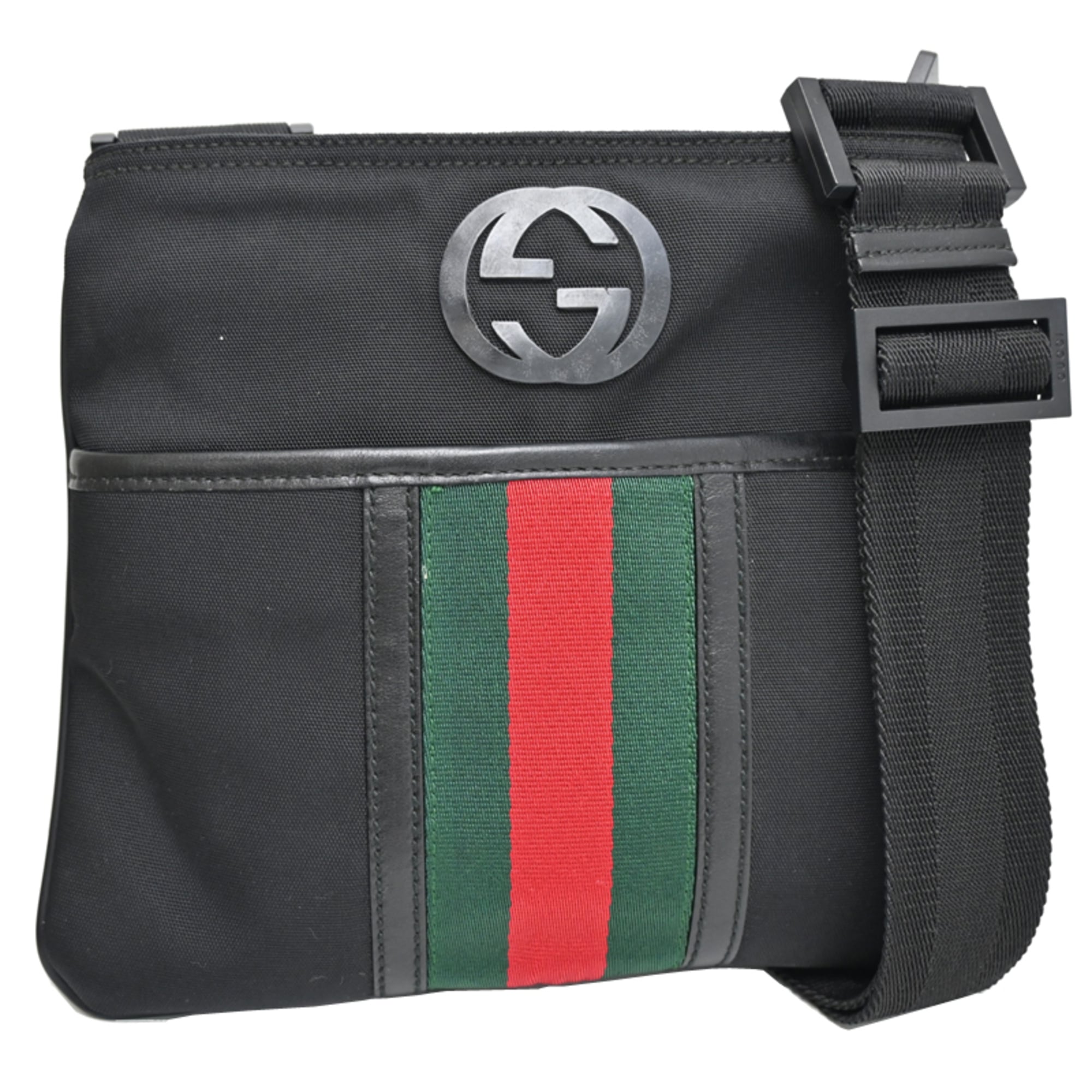 Gucci Black Multi-Color Canvas Shoulder Bag (Pre-Owned)