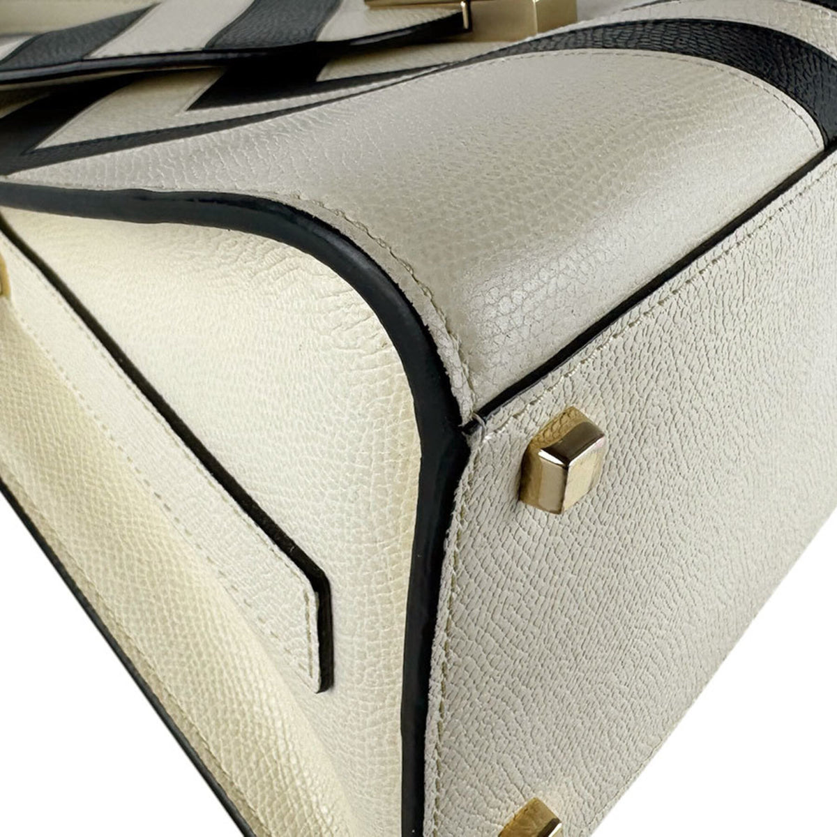 Valextra Black Ivory Leather Handbag Shoulder Bag (Pre-Owned)