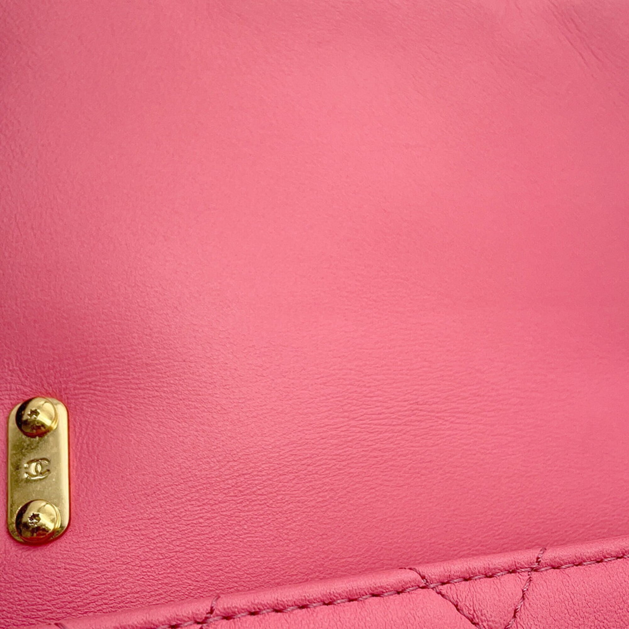 Chanel Pink Leather Handbag Shoulder Bag (Pre-Owned)