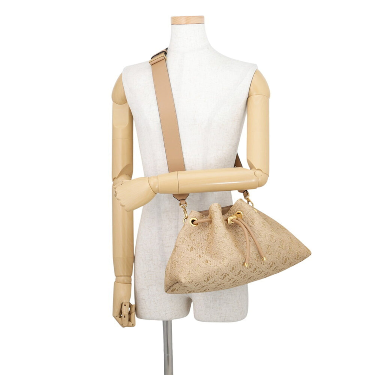 Jimmy Choo Beige Raffia Handbag Shoulder Bag (Pre-Owned)