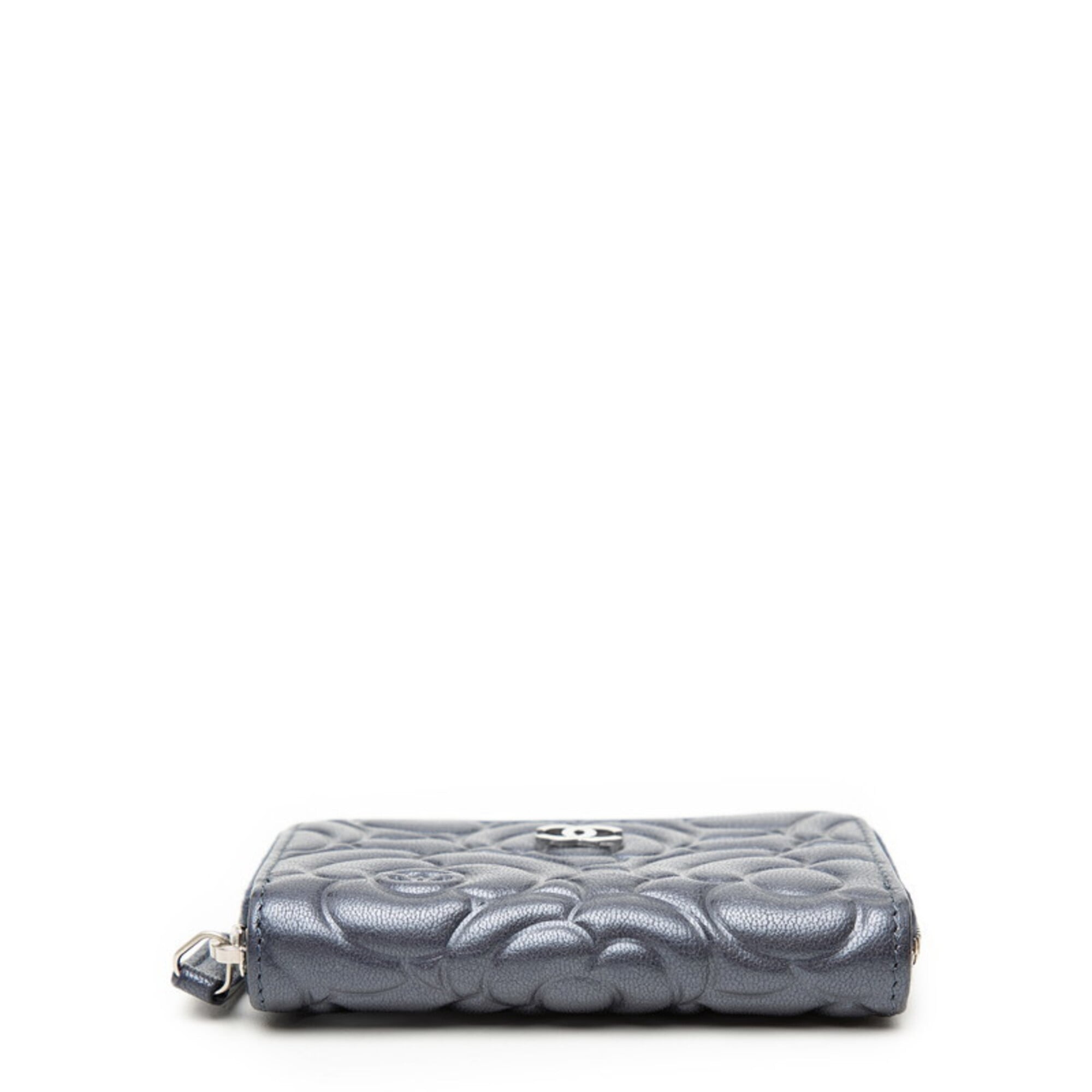 Chanel Navy Purple Leather Coin Purse/Coin Case (Pre-Owned)