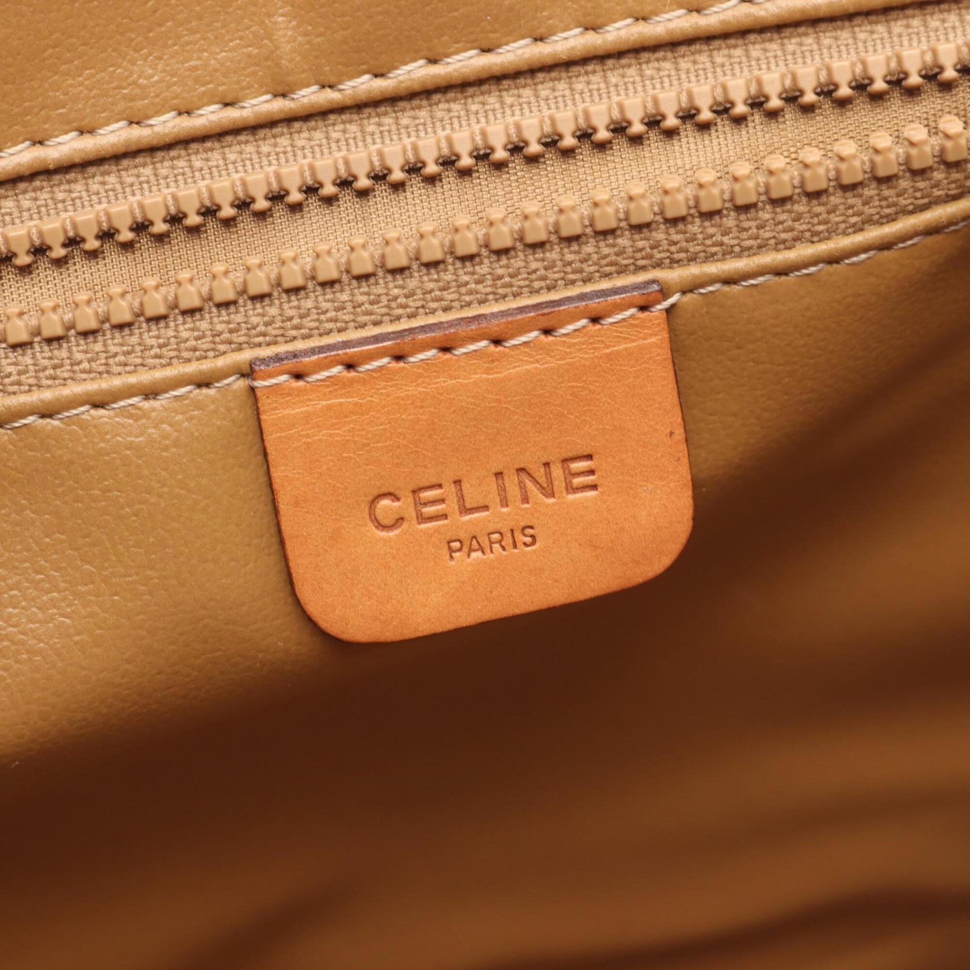 Celine Beige Brown Coated Canvas Pvc Leather Handbag Shoulder Bag (Pre-Owned)